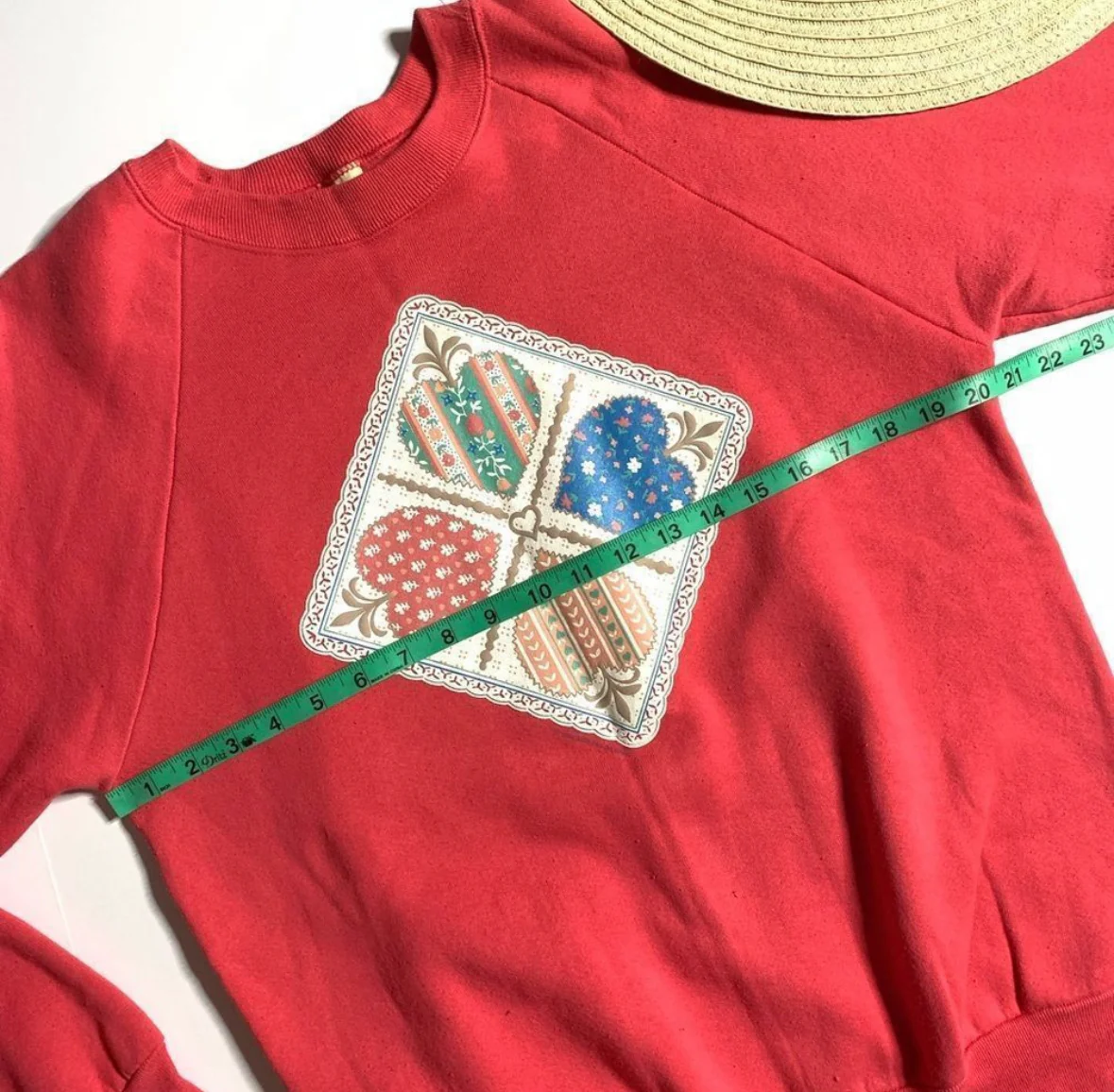 80s/90s Geometric Rustic Primitive Hearts Sweatshirt By Endless Designs - Image 9