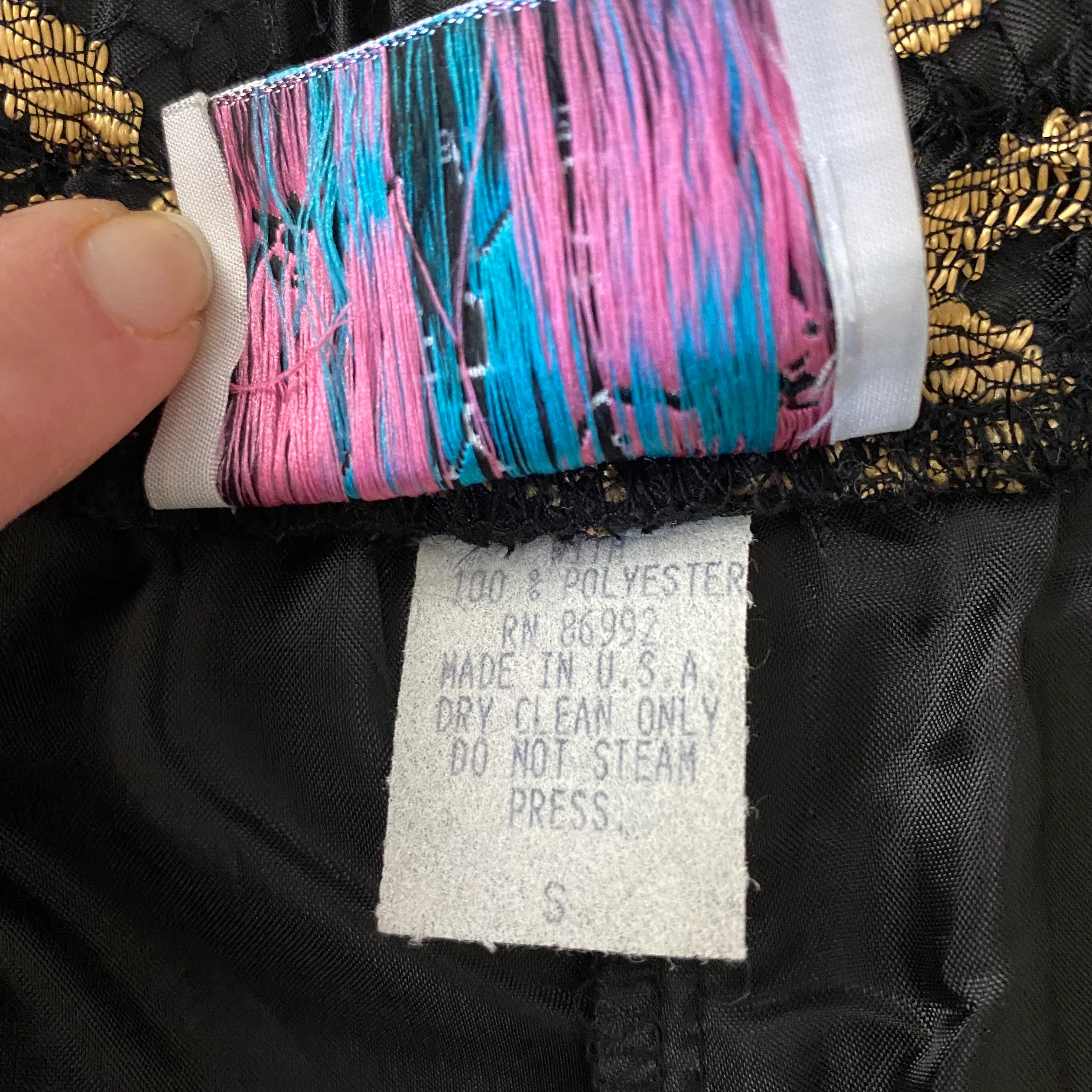 80s/90s Gold And Black Floral Paisley Lace A-line Skirt By Lacy Afternoon by Shell Kepler - Image 10