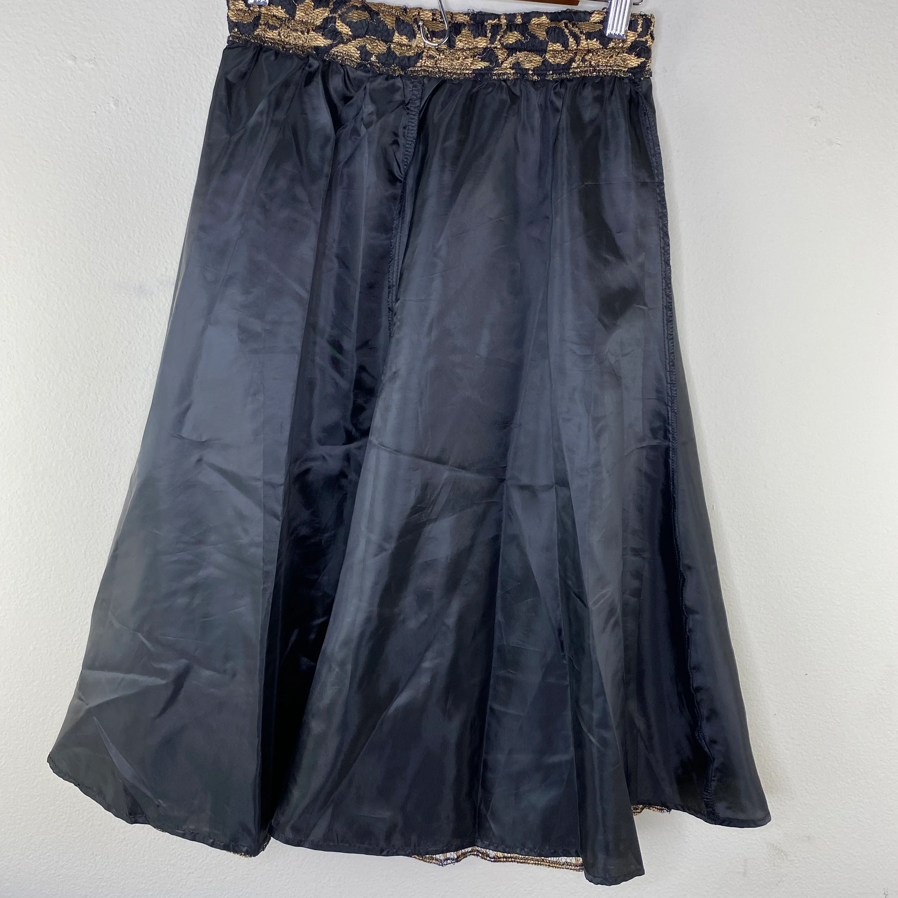 80s/90s Gold And Black Floral Paisley Lace A-line Skirt By Lacy Afternoon by Shell Kepler - Image 8