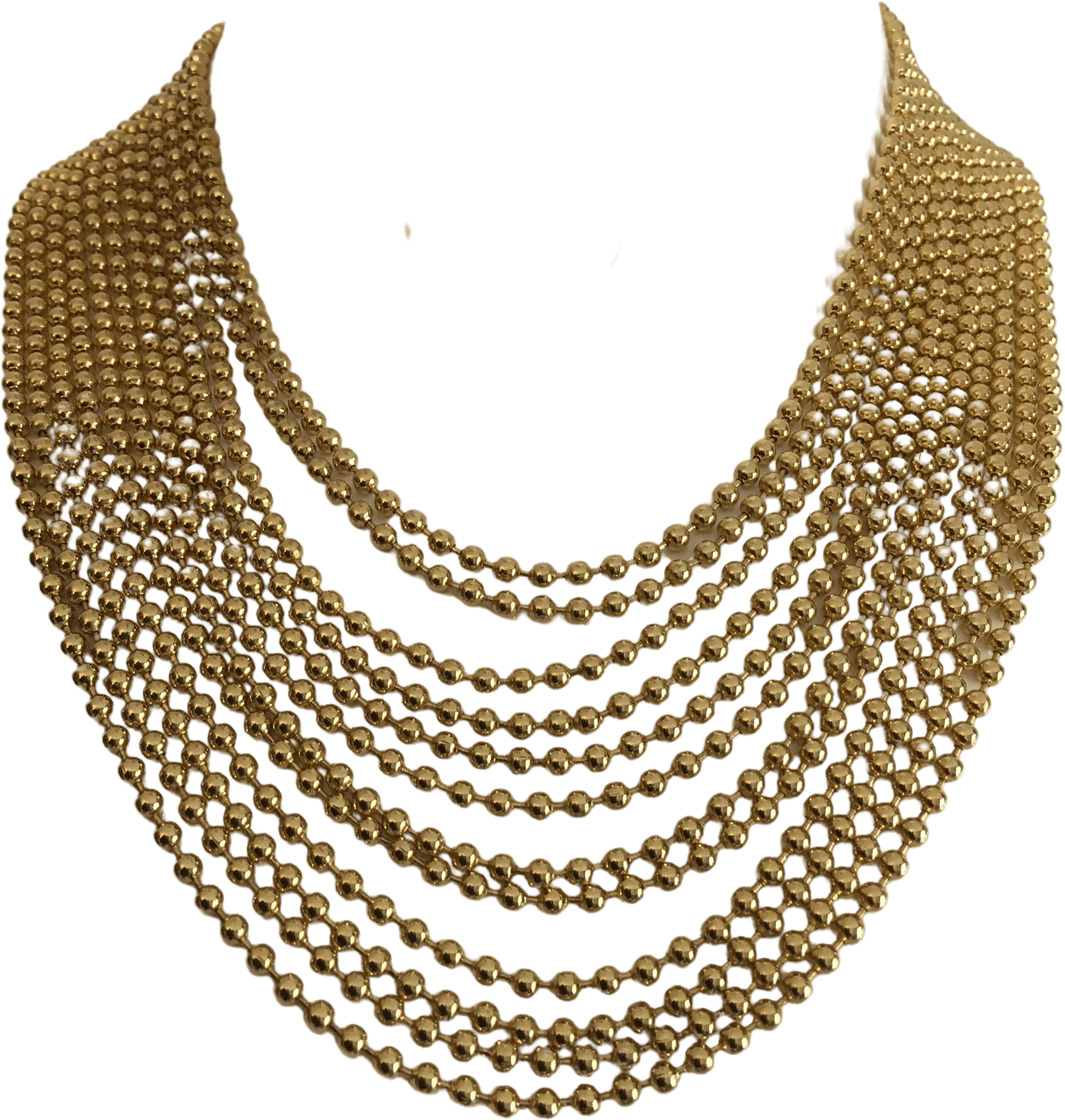 80's/90's Gold Ball and Chain Multi Strand Necklace by AFJ China