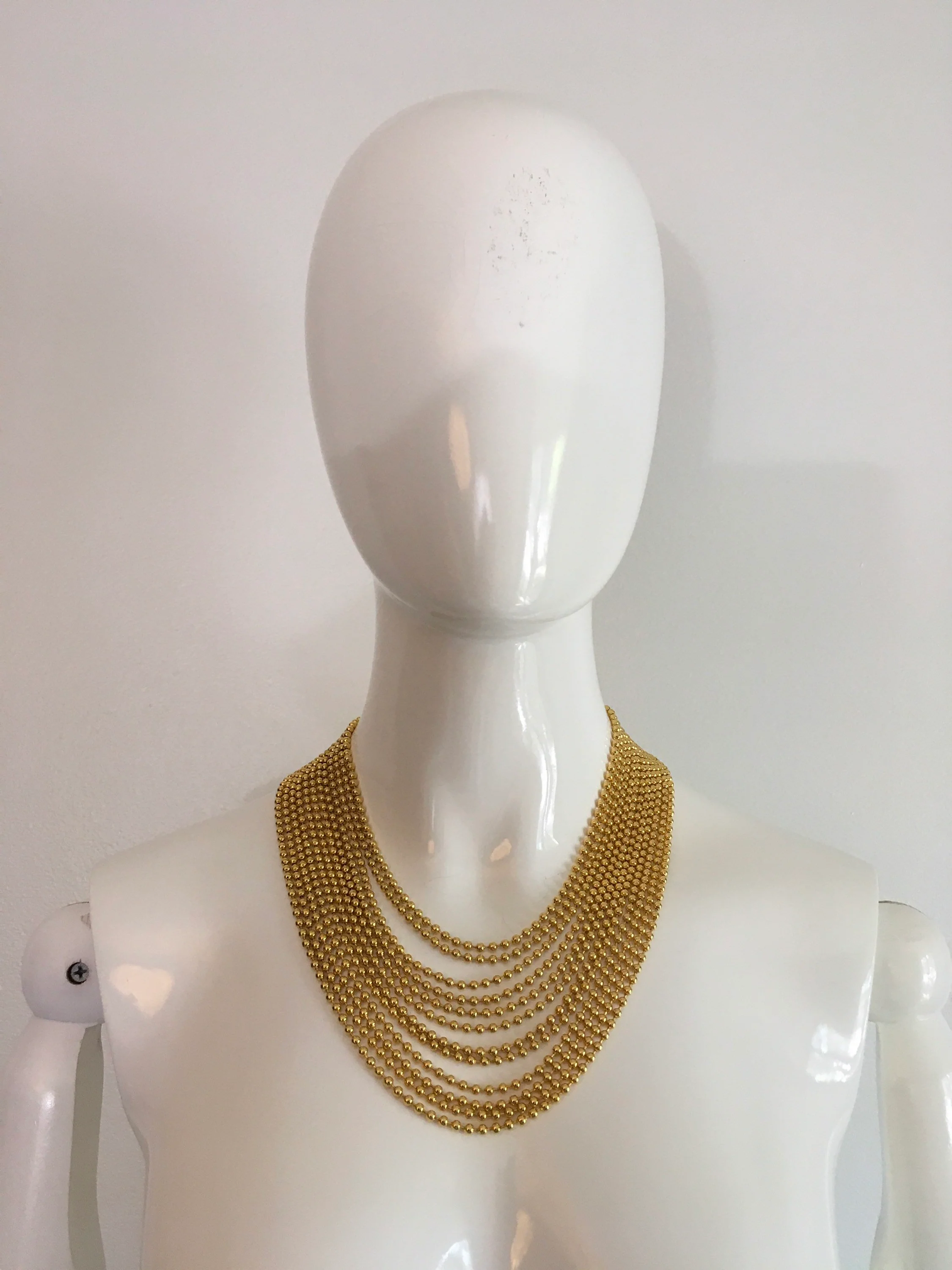 80's/90's Gold Ball and Chain Multi Strand Necklace by AFJ China - Image 2