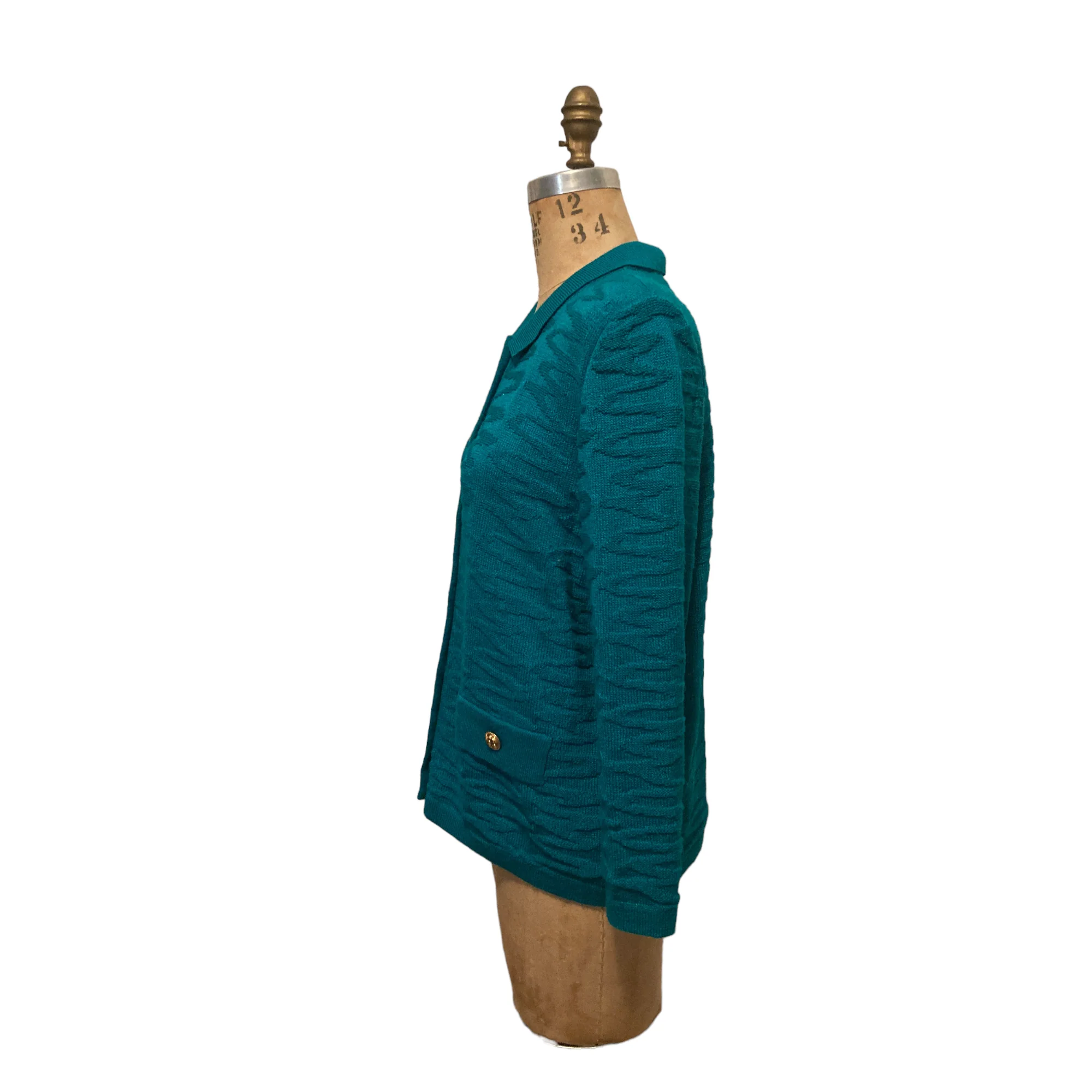 80s/90s Gold-button Preppy Collared Cardigan By Mita - Image 5
