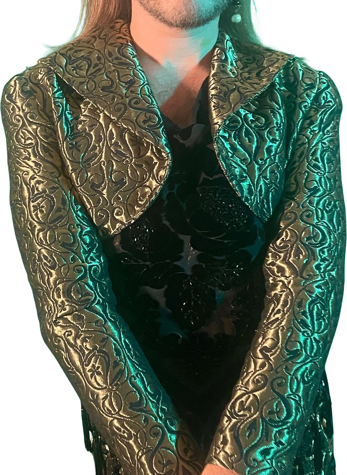 80s/90s Gold Lamé Art Nouveau Spiral Bolero Jacket