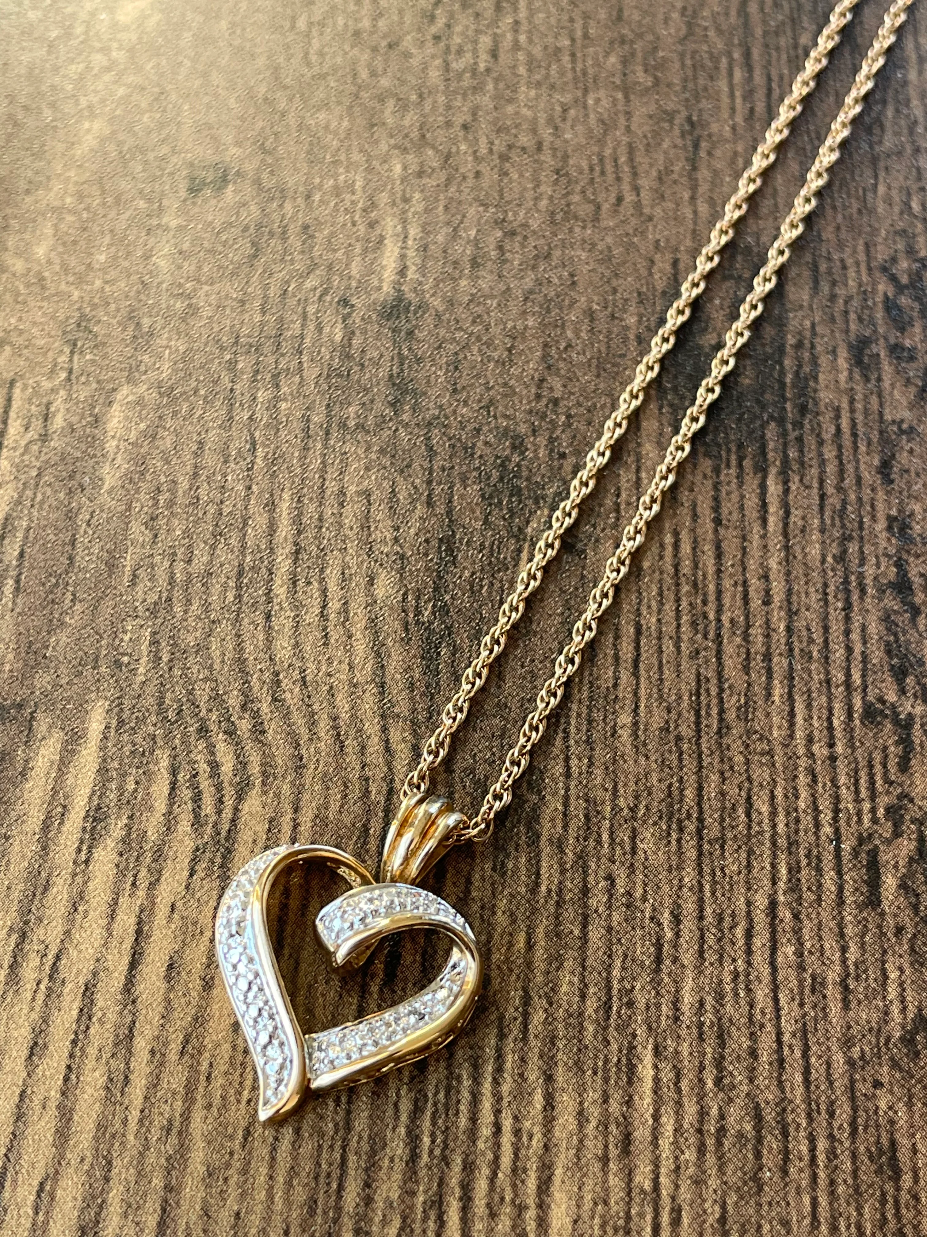 80s/90s Gold Vermeil Heart Necklace - Image 7