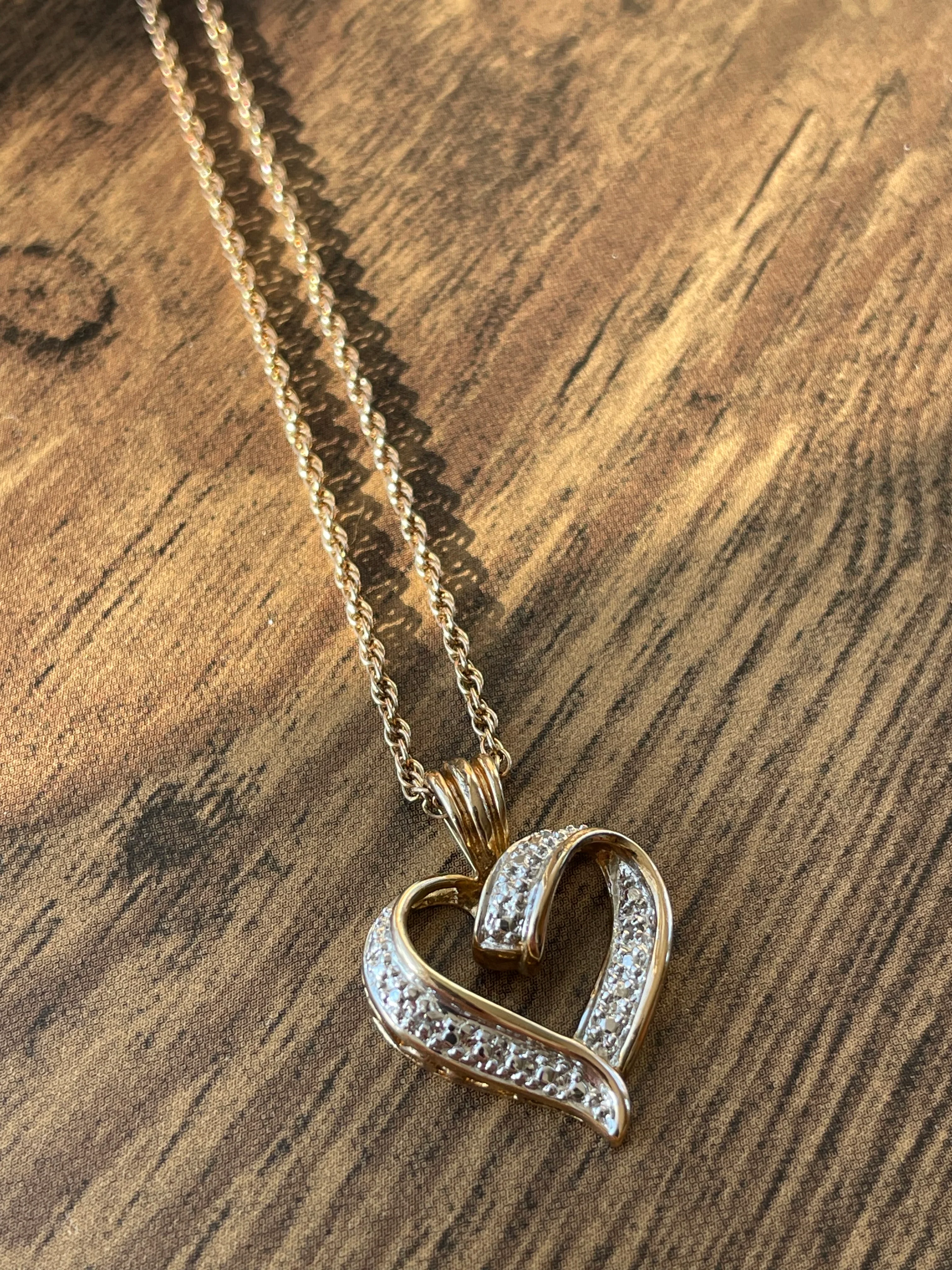 80s/90s Gold Vermeil Heart Necklace - Image 9