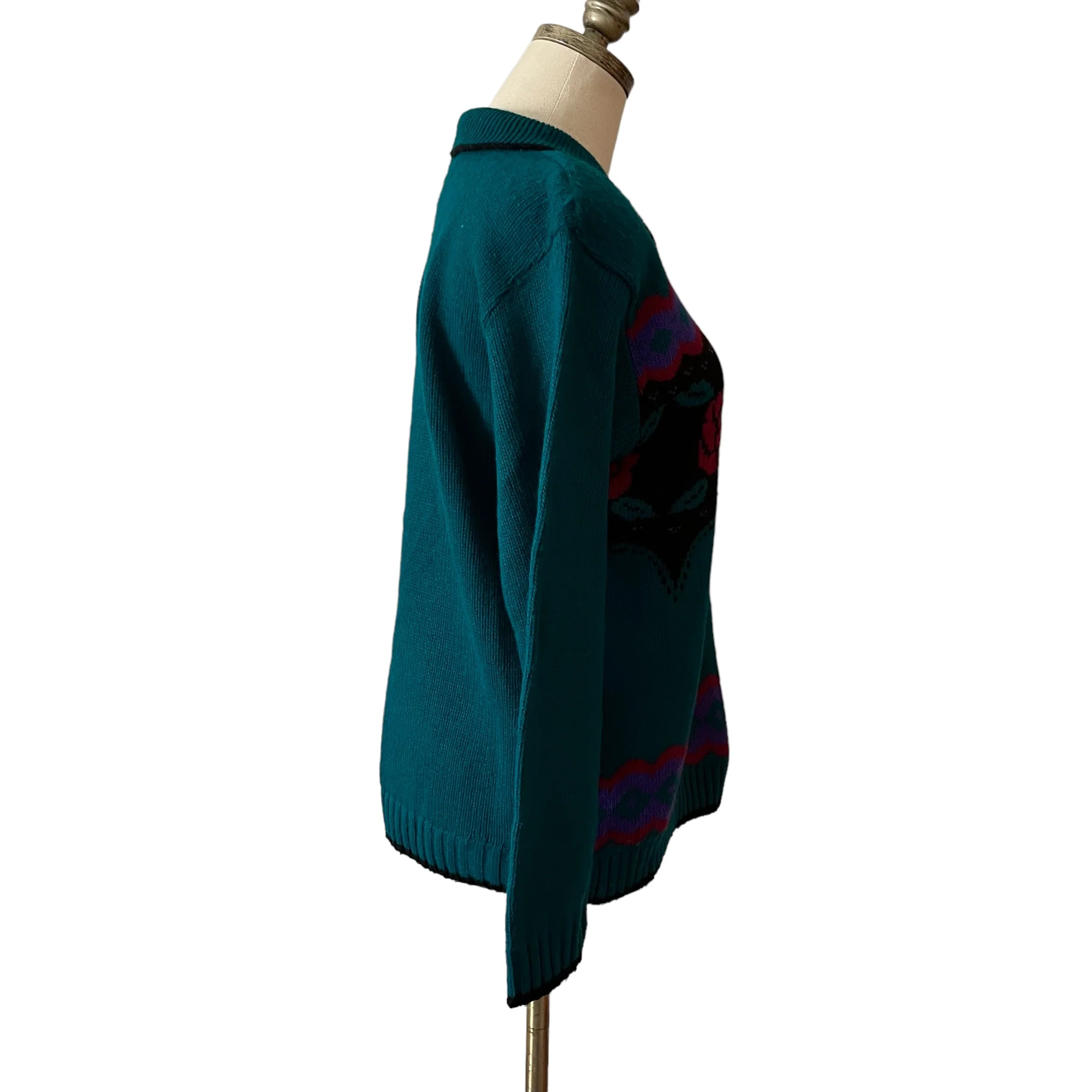 80s/90s Grandma Floral Knit Polo Sweater By Cricket Lane - Image 4