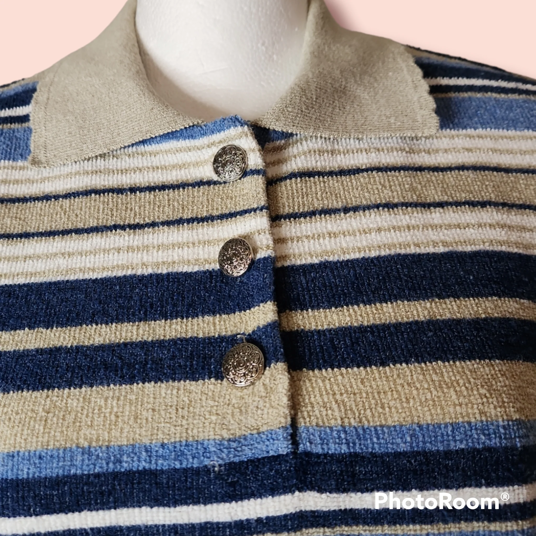 80s/90s Grandmacore Striped Terry Cloth Short Sleeve Top By Alfred Dunner - Image 4