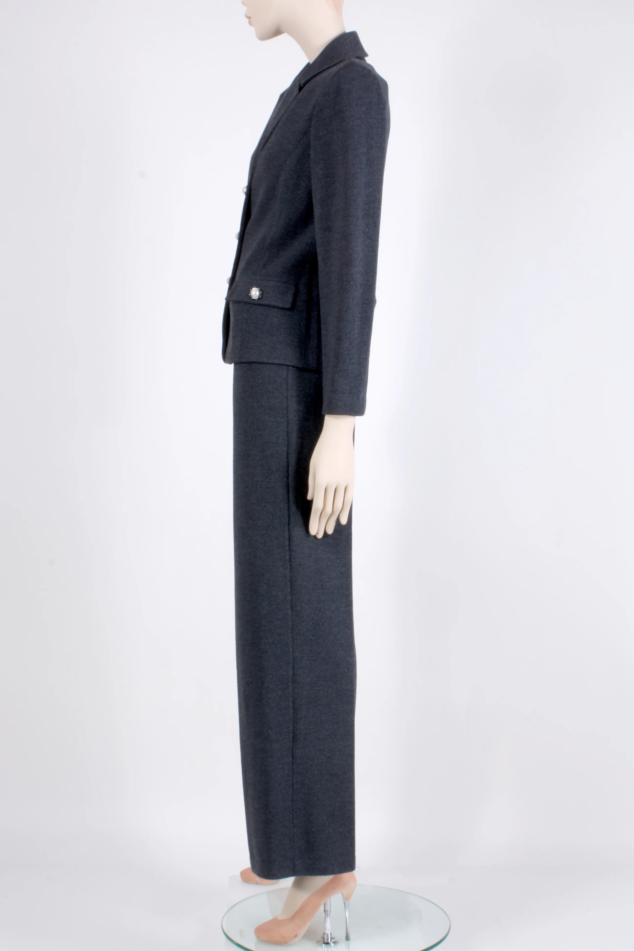 80s/90s Gray Santana Knit Blazer Jacket Top Pant Suit Set By St. John Collection - Image 7