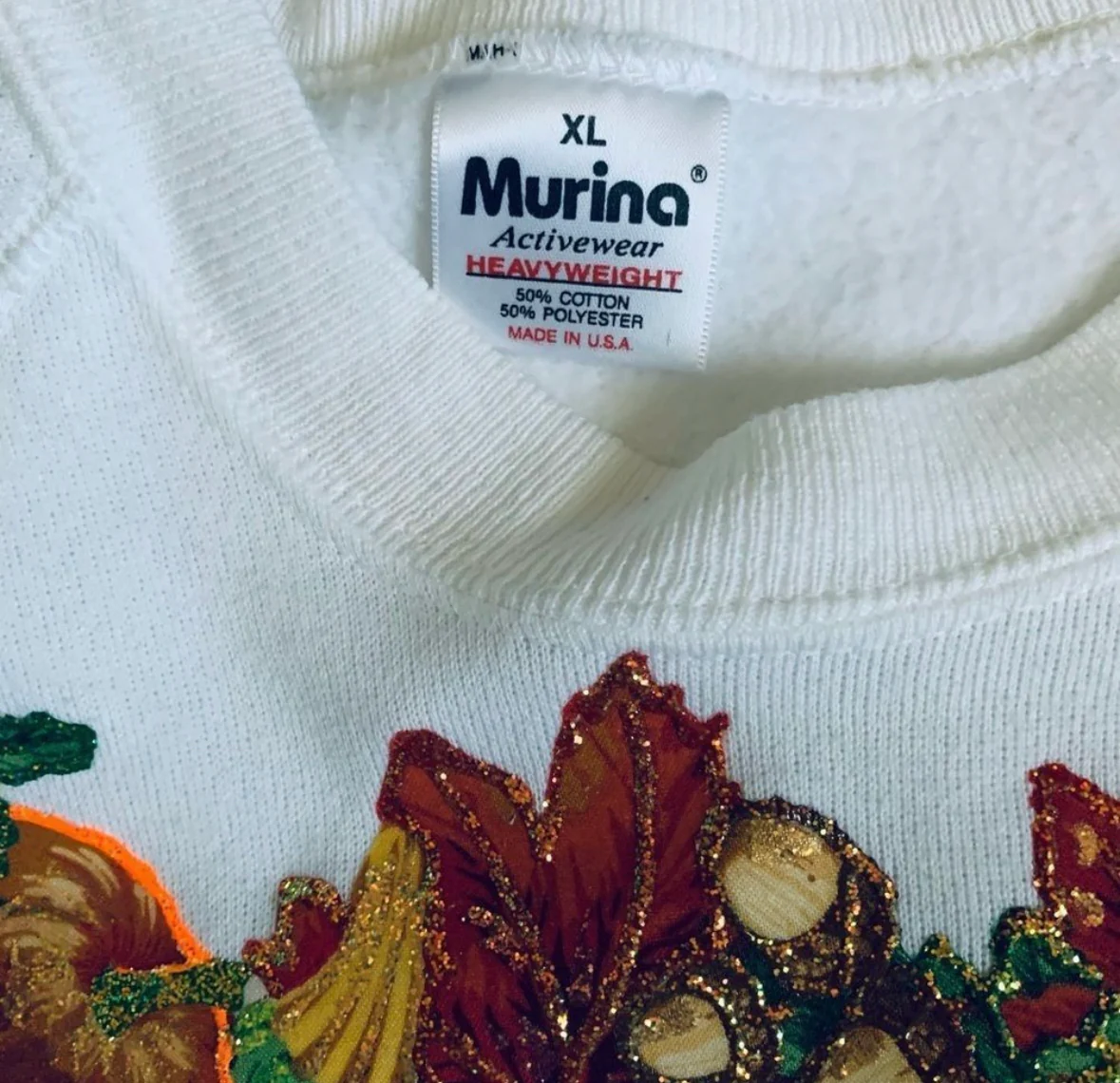 80s/90s Handmade Puffy Paint Thanksgiving Gourd Sweatshirt By Murina Activewear - Image 7
