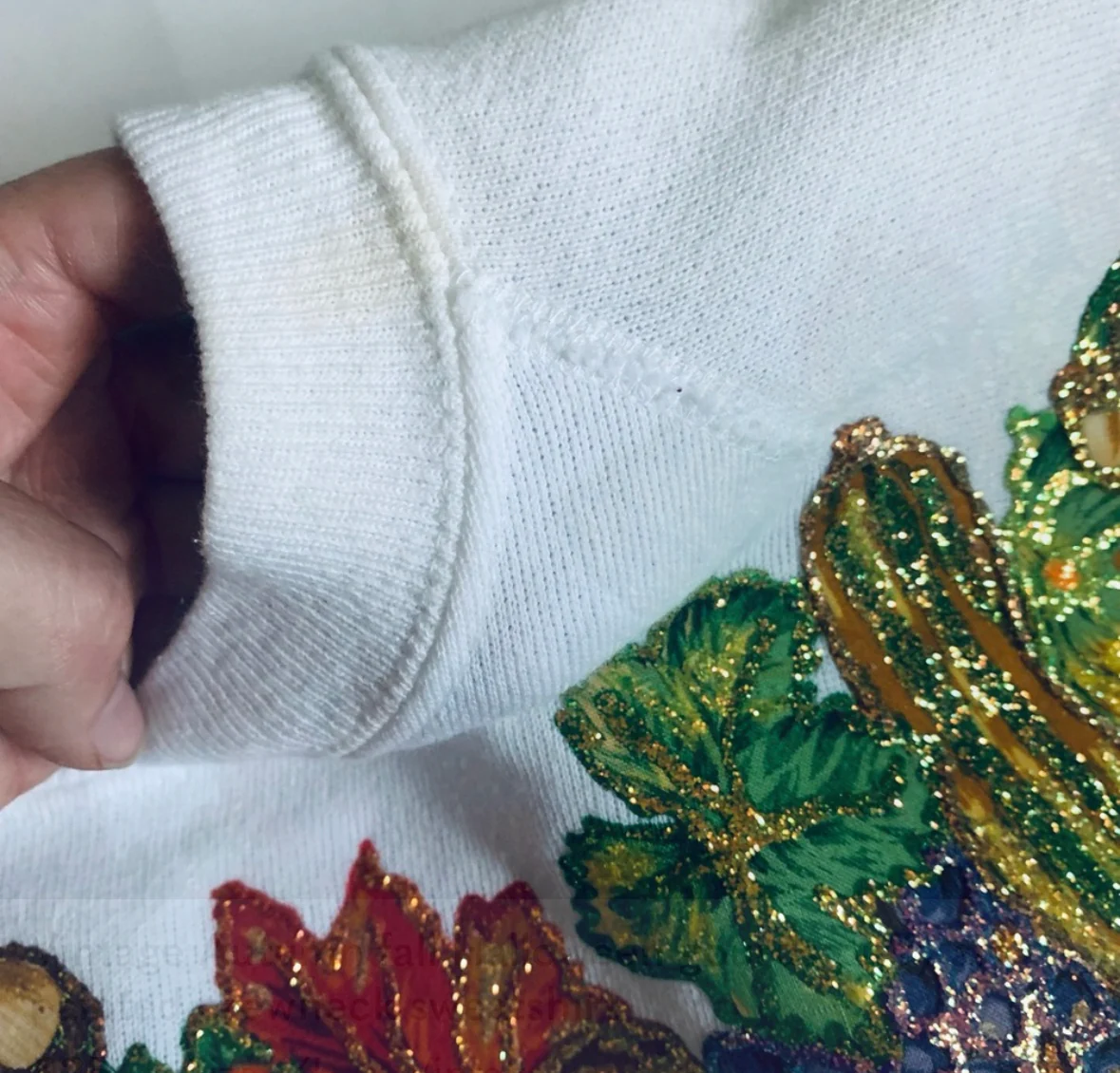 80s/90s Handmade Puffy Paint Thanksgiving Gourd Sweatshirt By Murina Activewear - Image 8