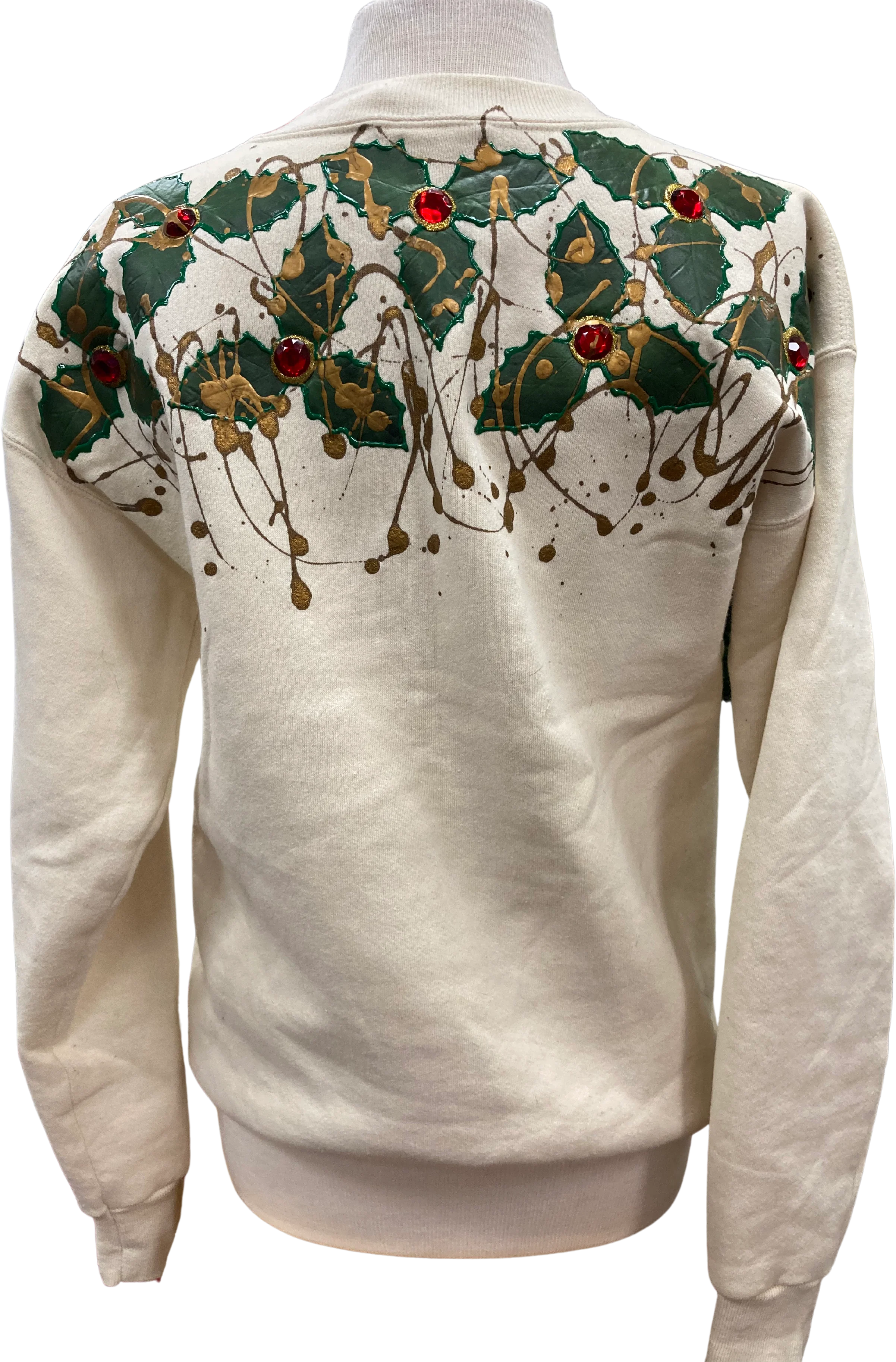 80s/90s Handpainted Puffy Paint Christmas Crewneck By Lee - Image 2