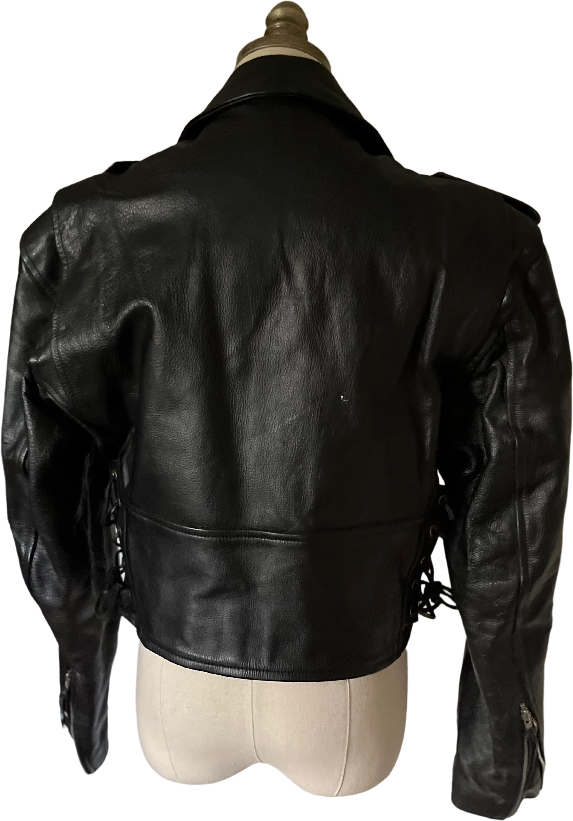80s/90s Heavy Leather Motorcycle Riding Jacket By First Genuine Leather - Image 2