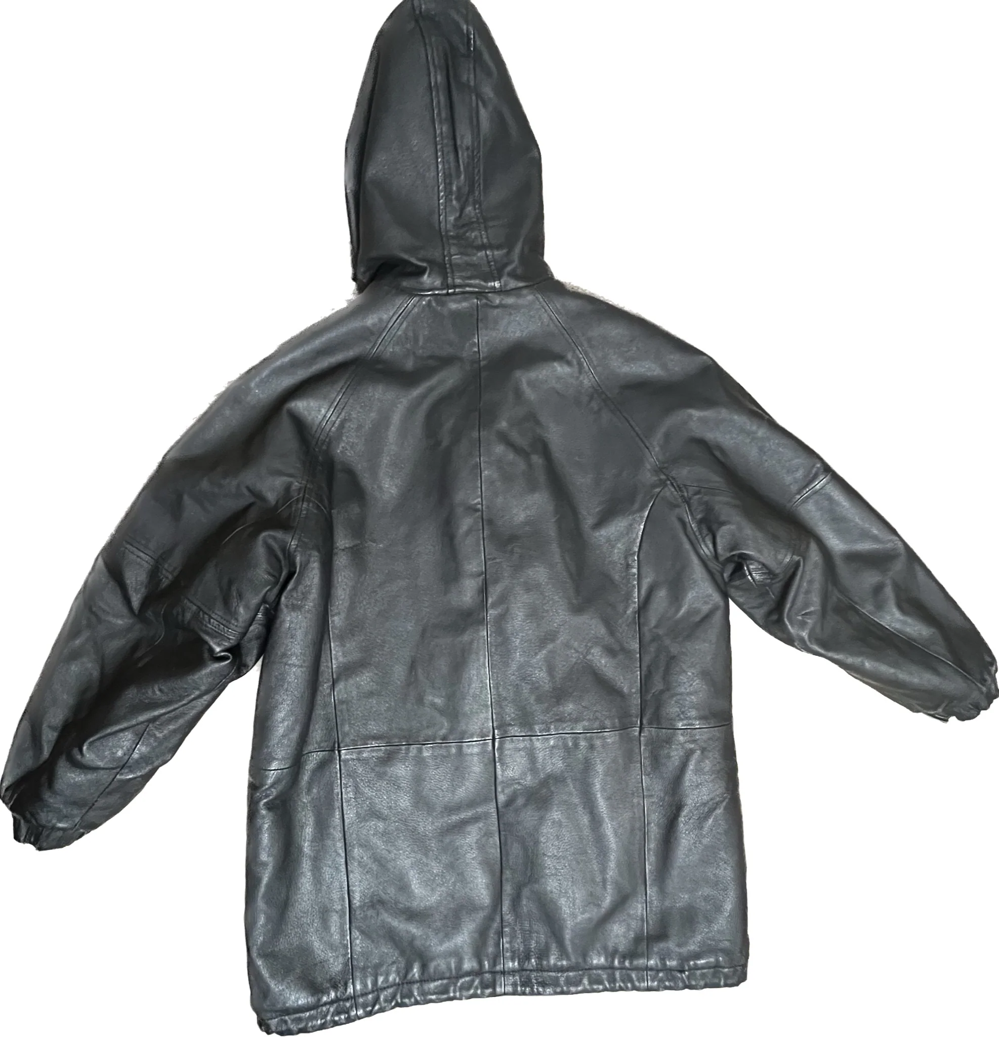 80s/90s Heavyweight Reversible Faux Fur Black Leather Coat - Image 3
