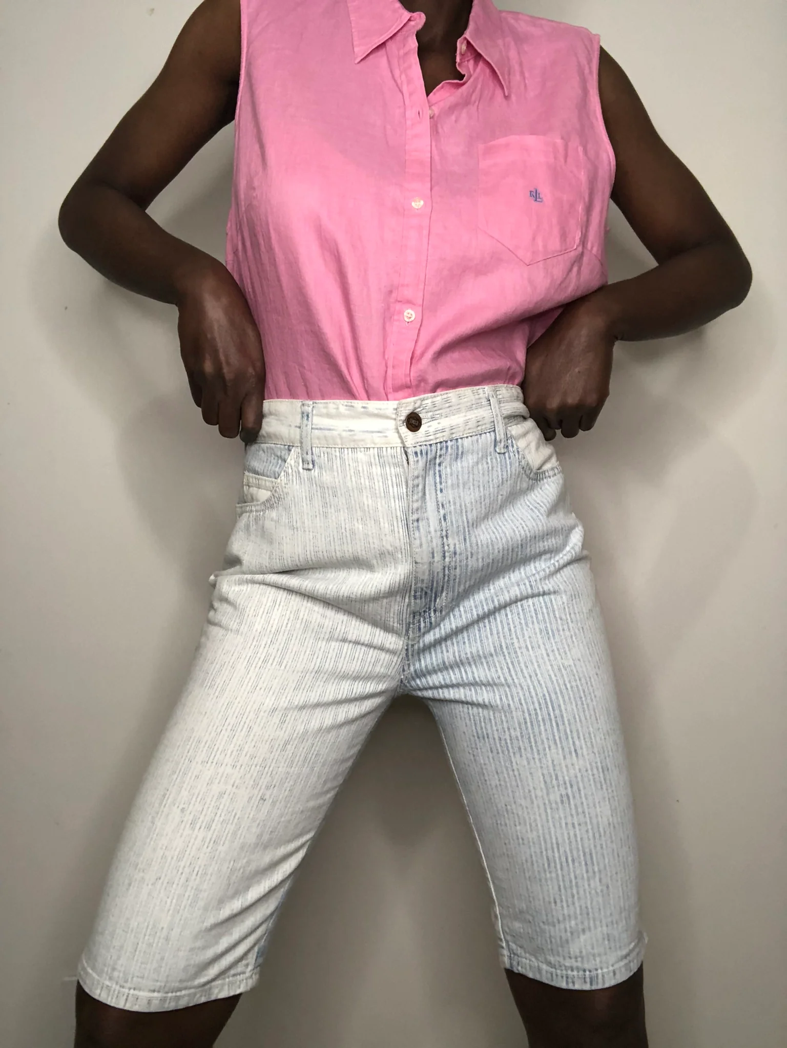 80s/90s High Waist Lightwash Bermuda Denim Shorts Jorts By Bongo - Image 5