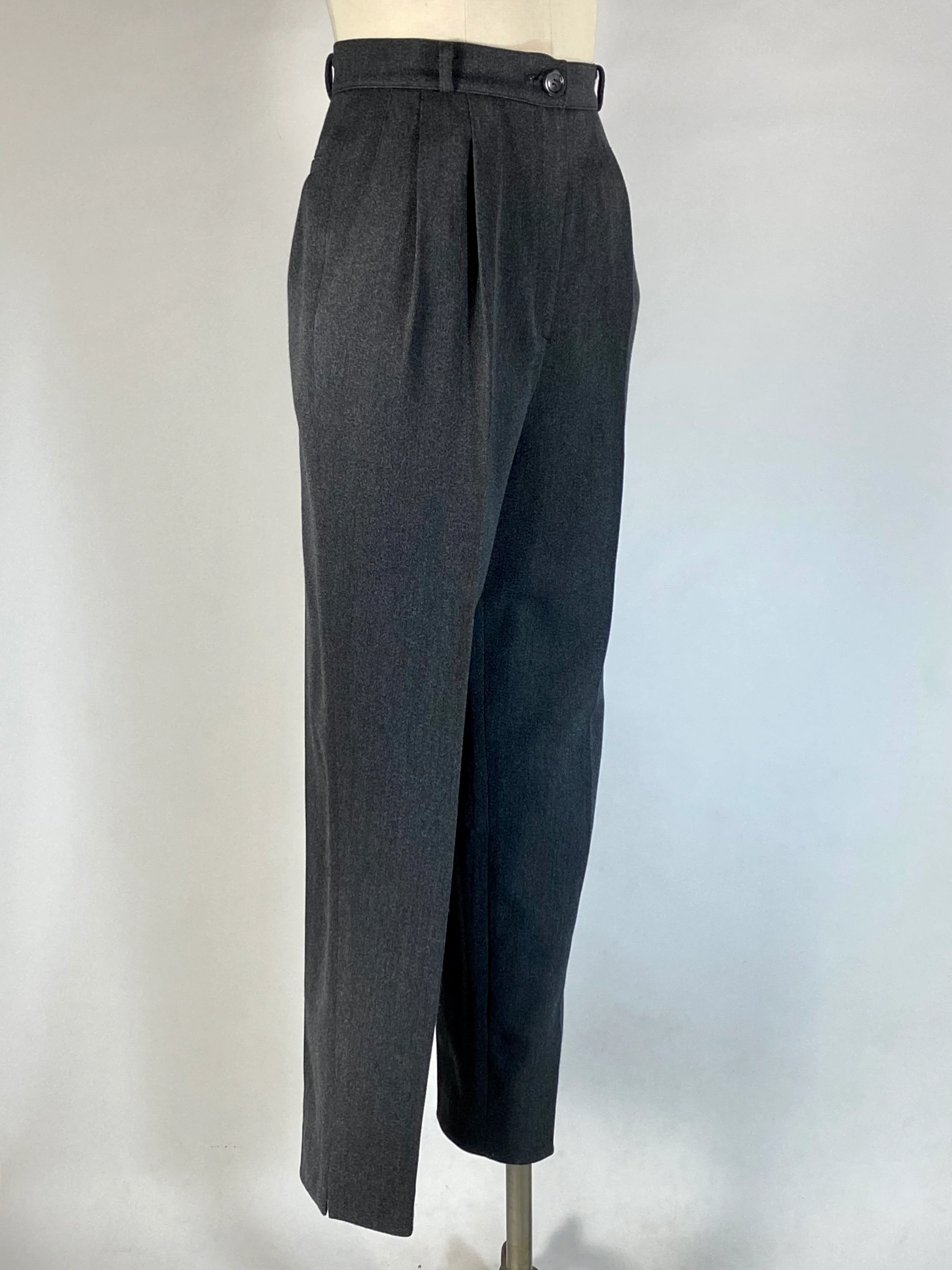 80s/90s High Waist Pleat Front Charcoal Trouser Pants By Eun Suk Ja - Image 8