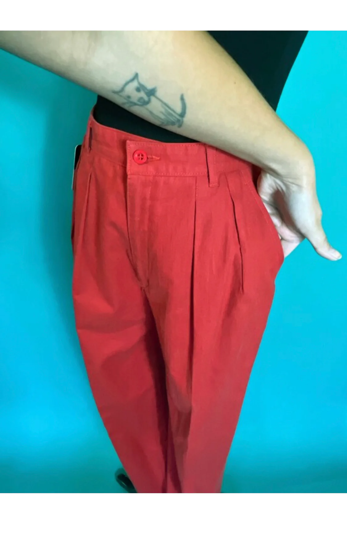 80s/90s High Waisted Pleated Slack Pants By New New - Image 6