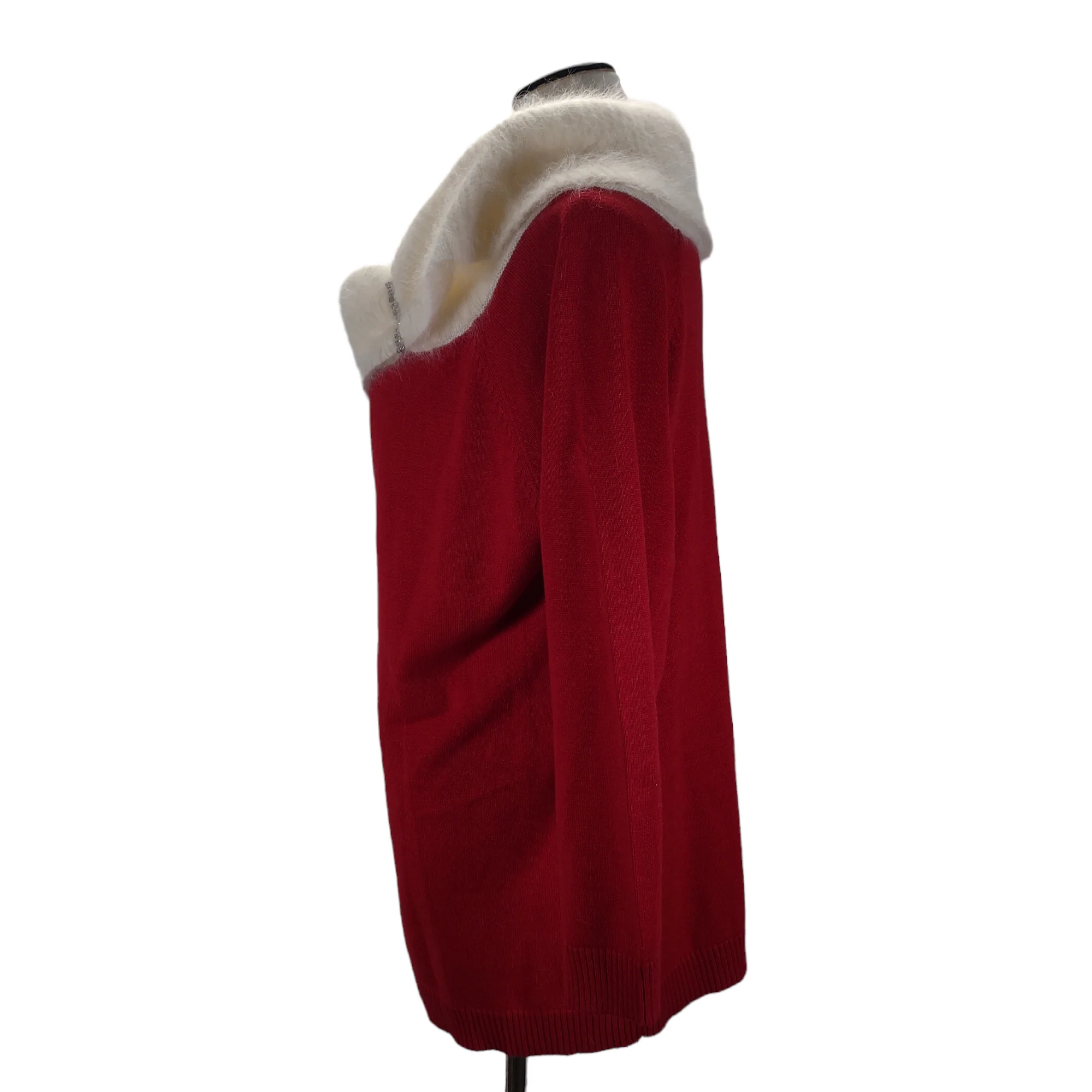 80s/90s Holiday Fuzzy Angora Boat Cowl Neck Sweater By Berek - Image 8