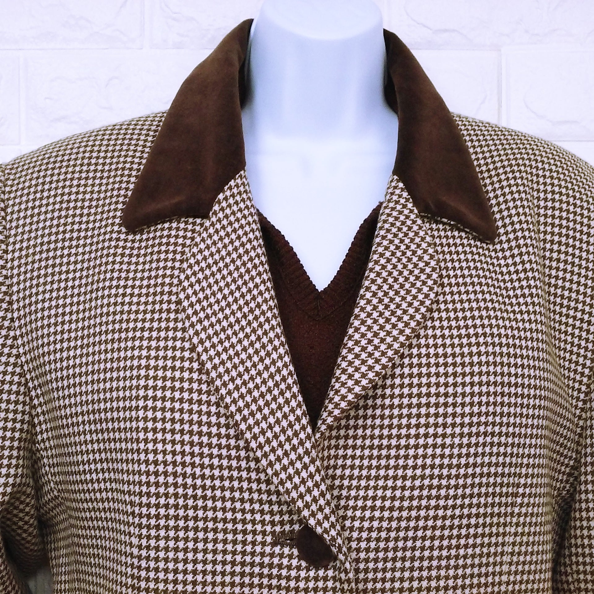 80s/90s Houndstooth Blazer Trouser Suit 2pc Set Wool Lined By Jh Collectibles Garment Union Tags Usa-Made - Image 11