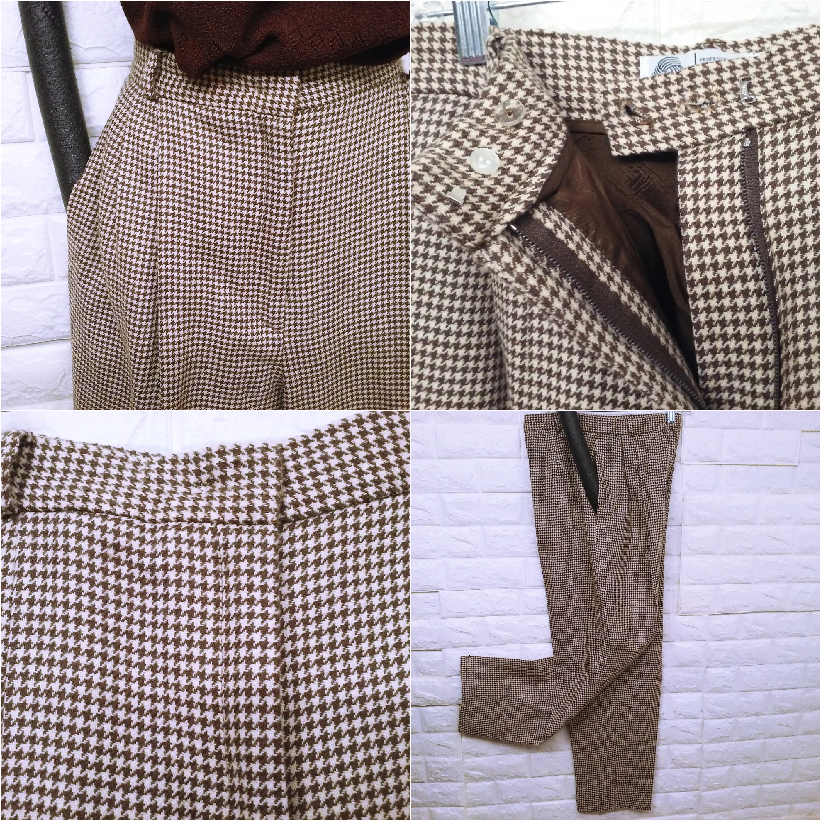 80s/90s Houndstooth Blazer Trouser Suit 2pc Set Wool Lined By Jh Collectibles Garment Union Tags Usa-Made - Image 13