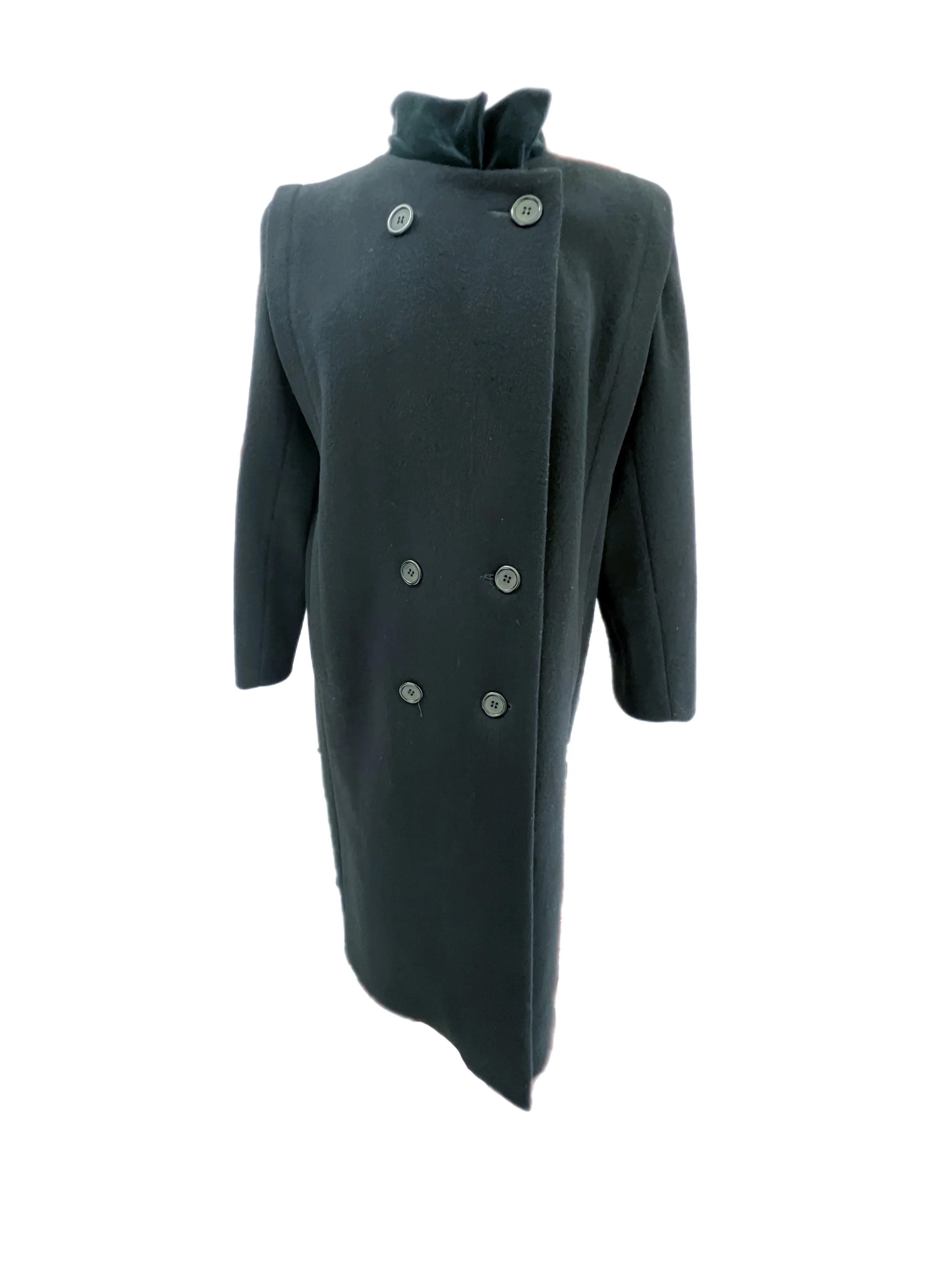 80s/90s J.g. Hook Black Wool Long Button Up Peacoat By J.g. Hook - Image 11