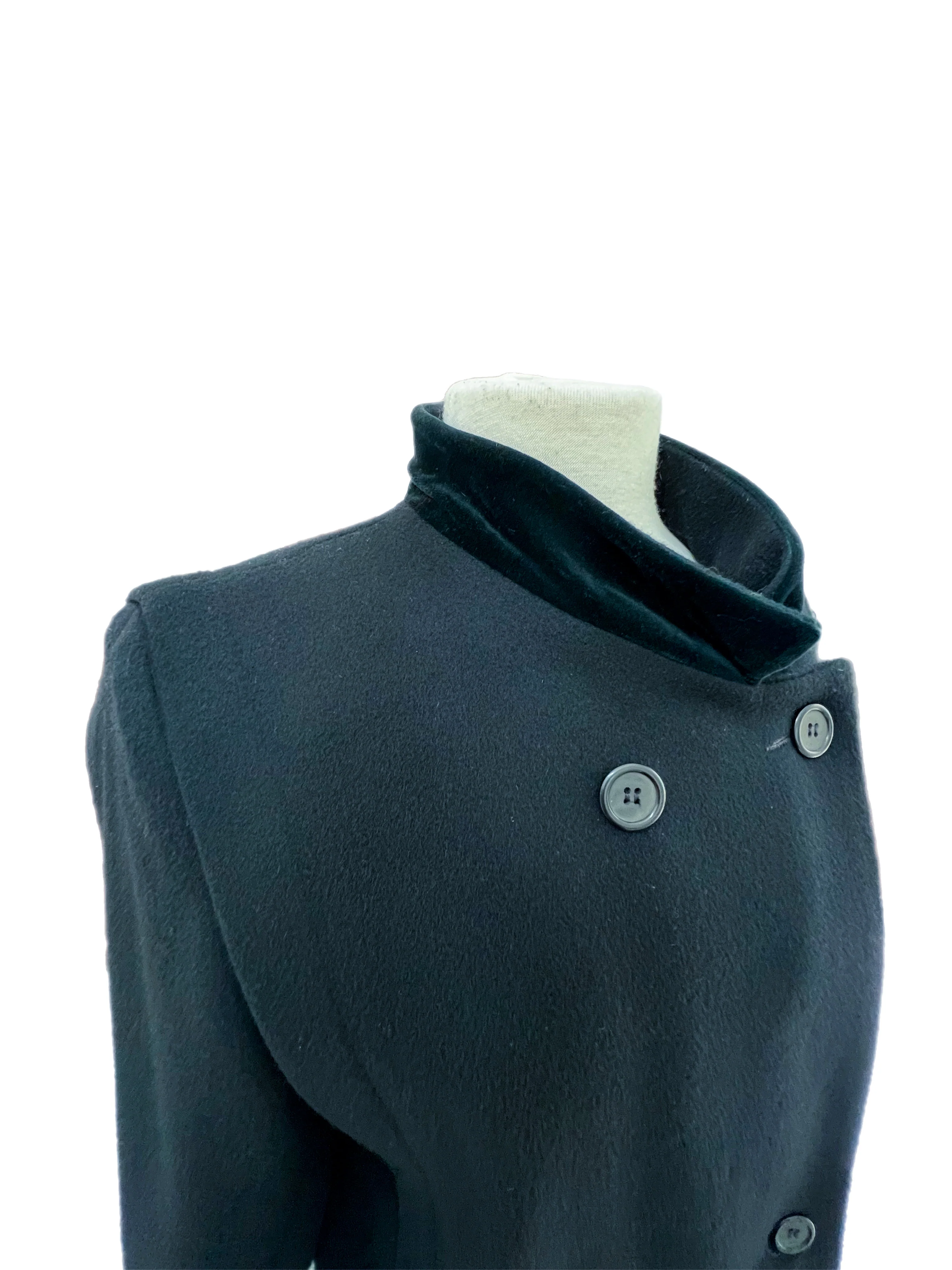 80s/90s J.g. Hook Black Wool Long Button Up Peacoat By J.g. Hook - Image 4