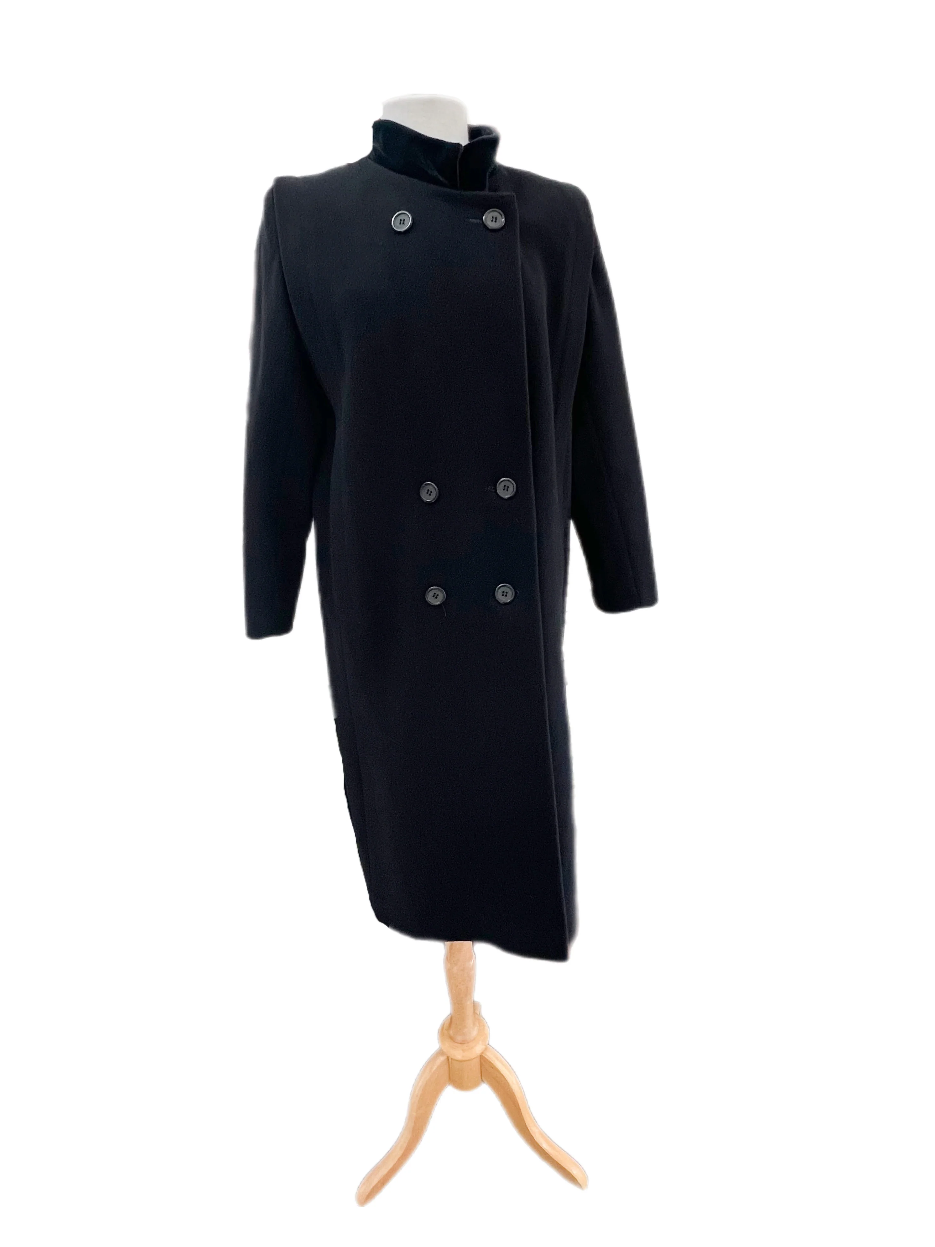 80s/90s J.g. Hook Black Wool Long Button Up Peacoat By J.g. Hook - Image 6
