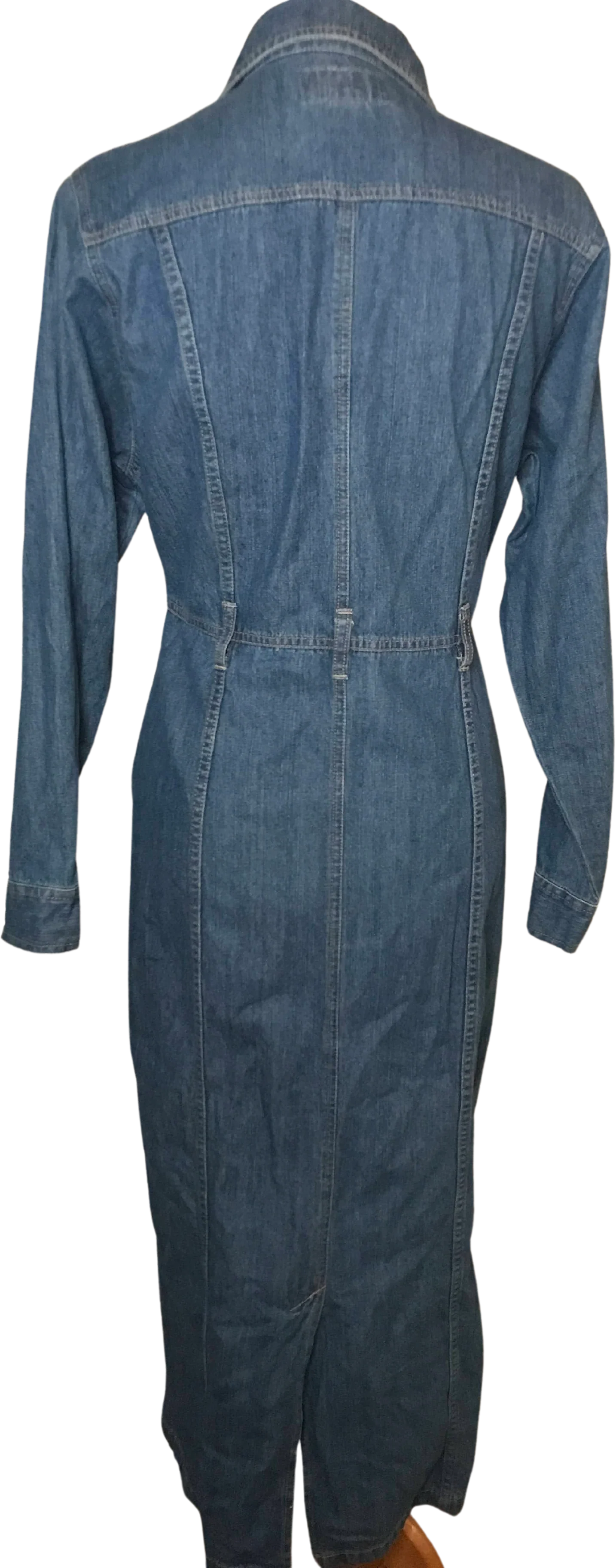 80s/90s Jean Jacket Dress Denim Maxi Duster By Bill Blass - Image 2