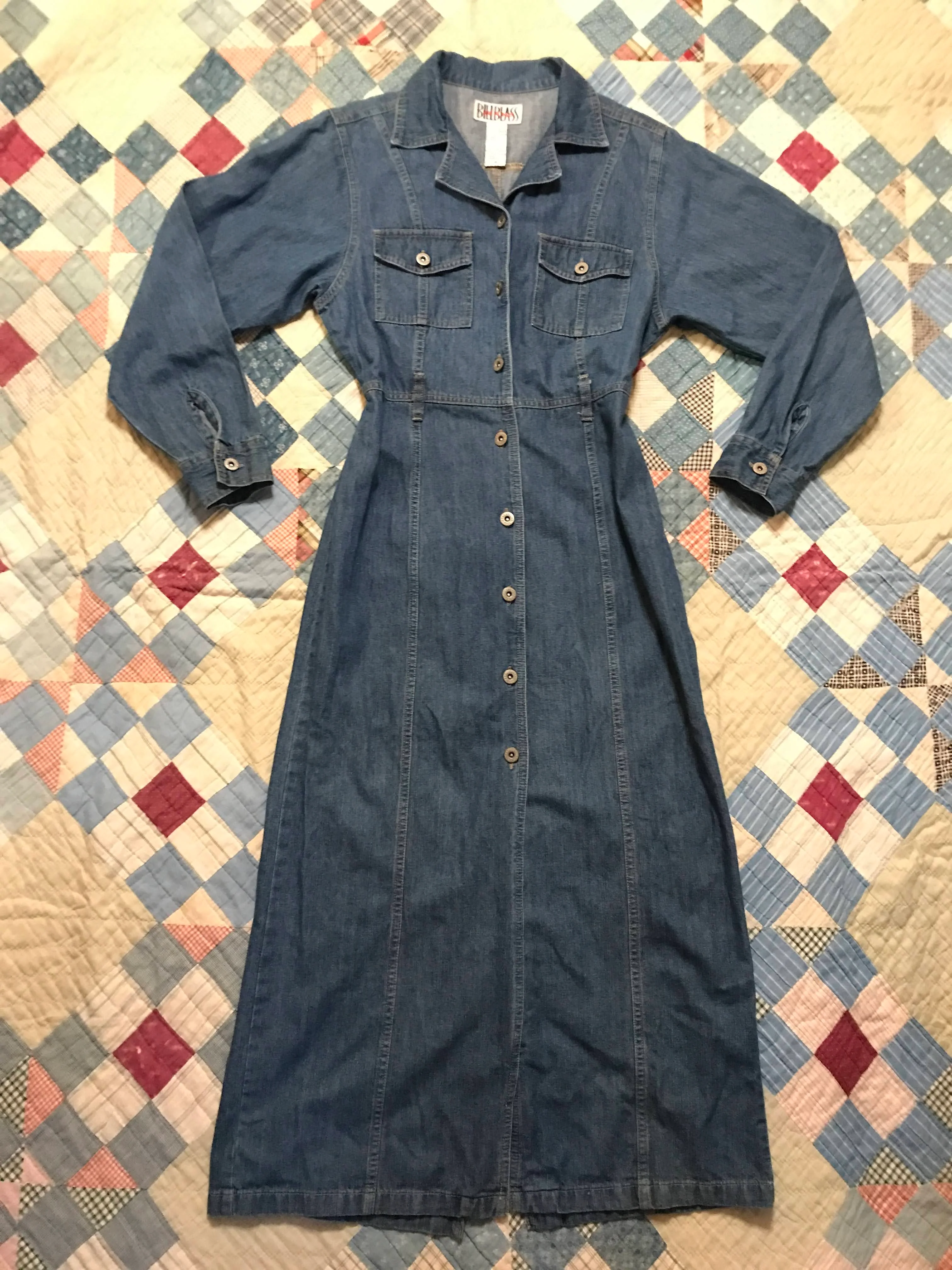 80s/90s Jean Jacket Dress Denim Maxi Duster By Bill Blass - Image 5