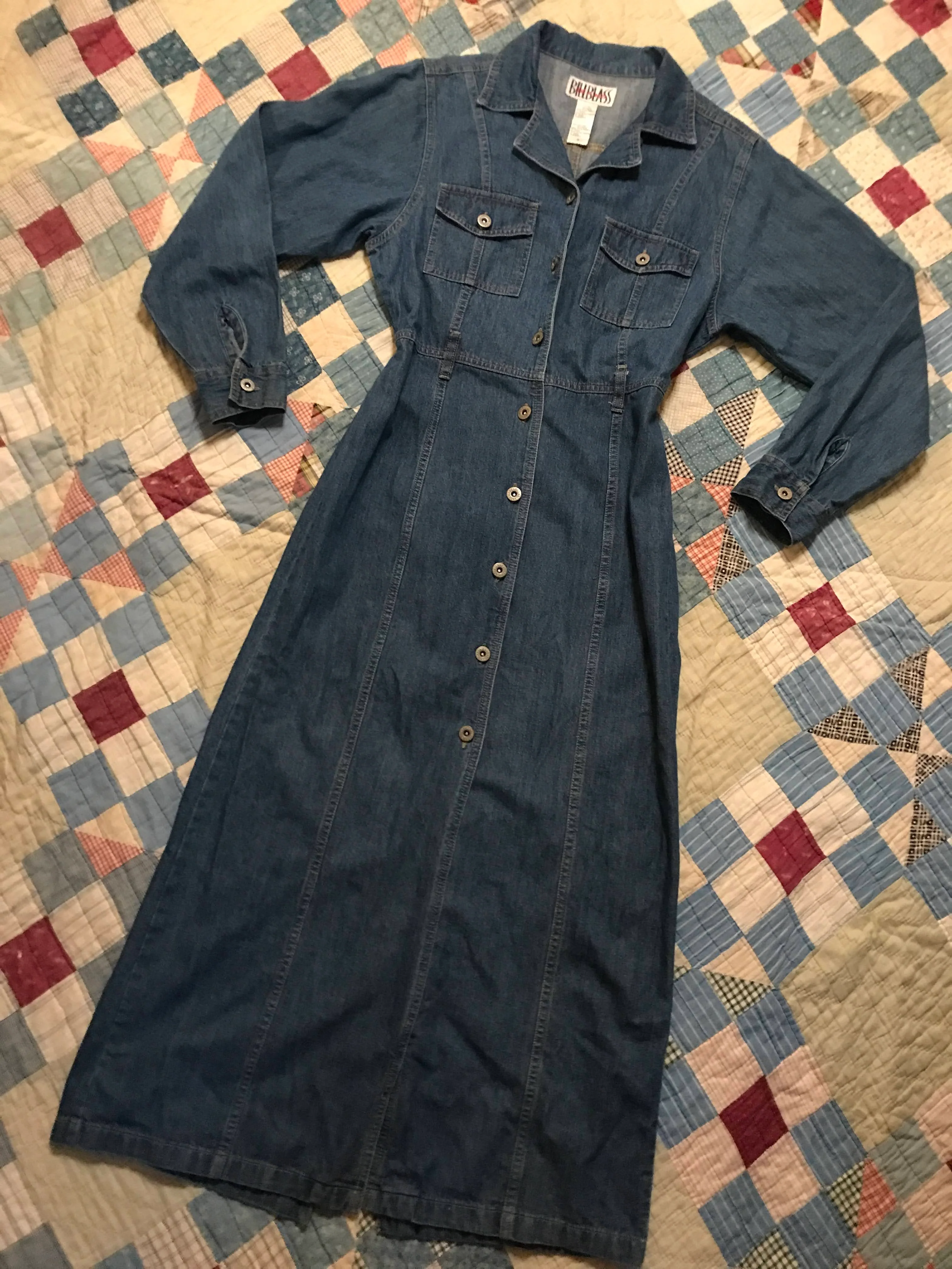 80s/90s Jean Jacket Dress Denim Maxi Duster By Bill Blass - Image 6