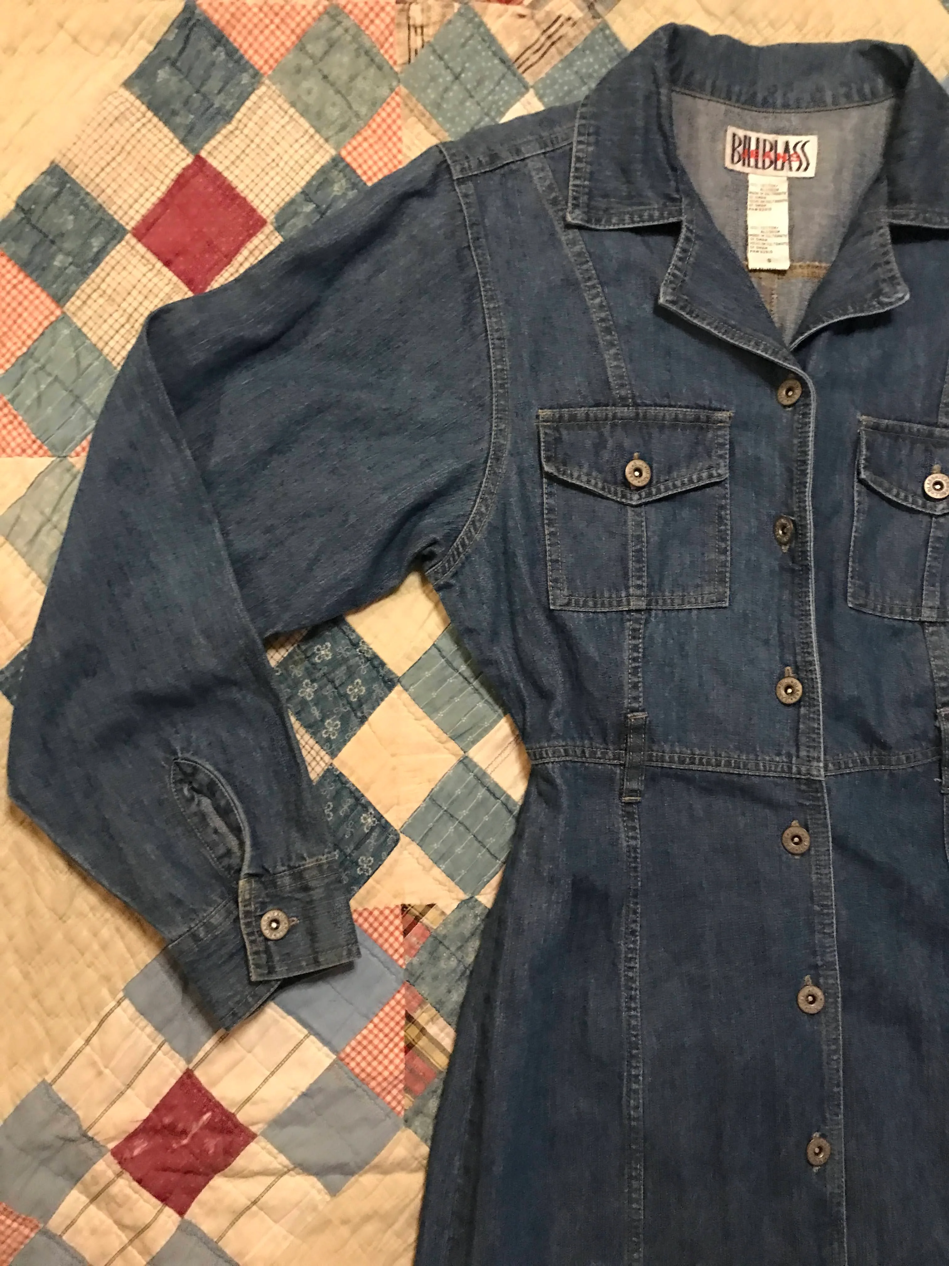 80s/90s Jean Jacket Dress Denim Maxi Duster By Bill Blass - Image 7