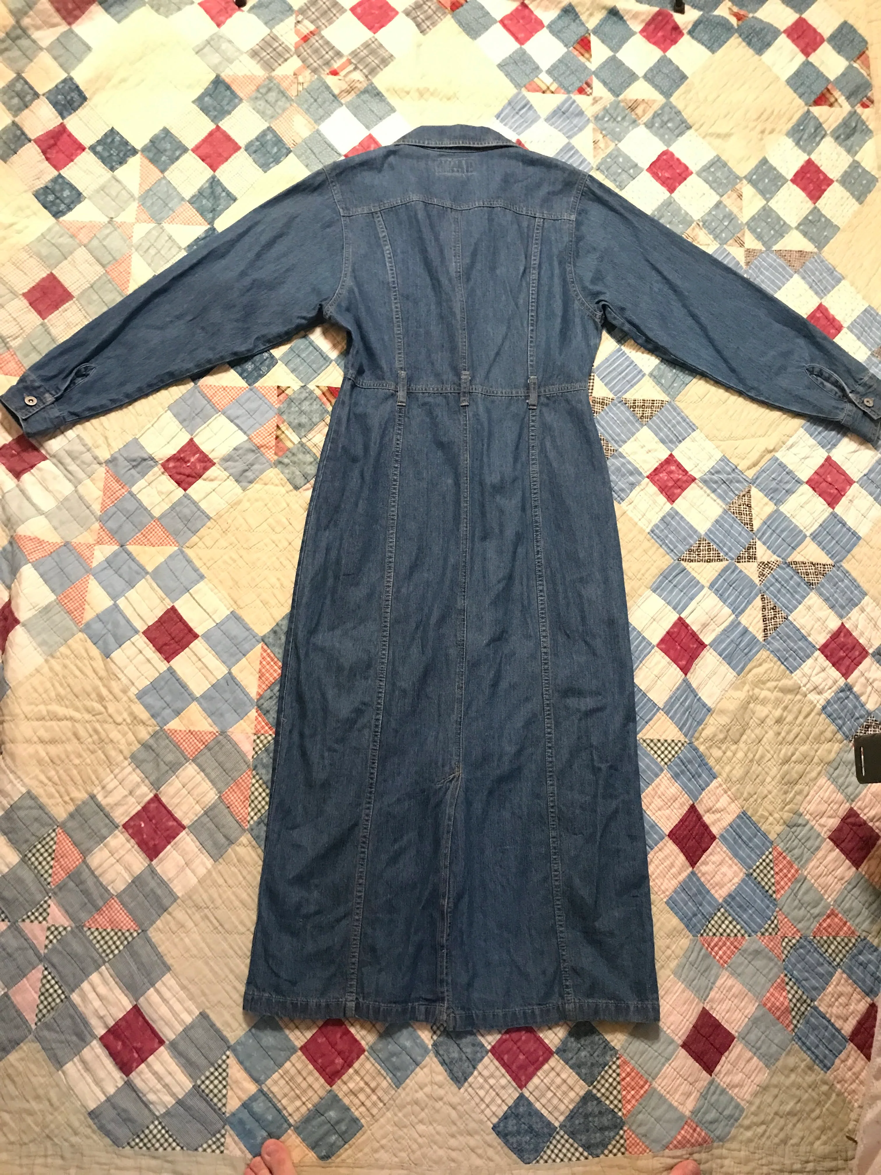 80s/90s Jean Jacket Dress Denim Maxi Duster By Bill Blass - Image 9