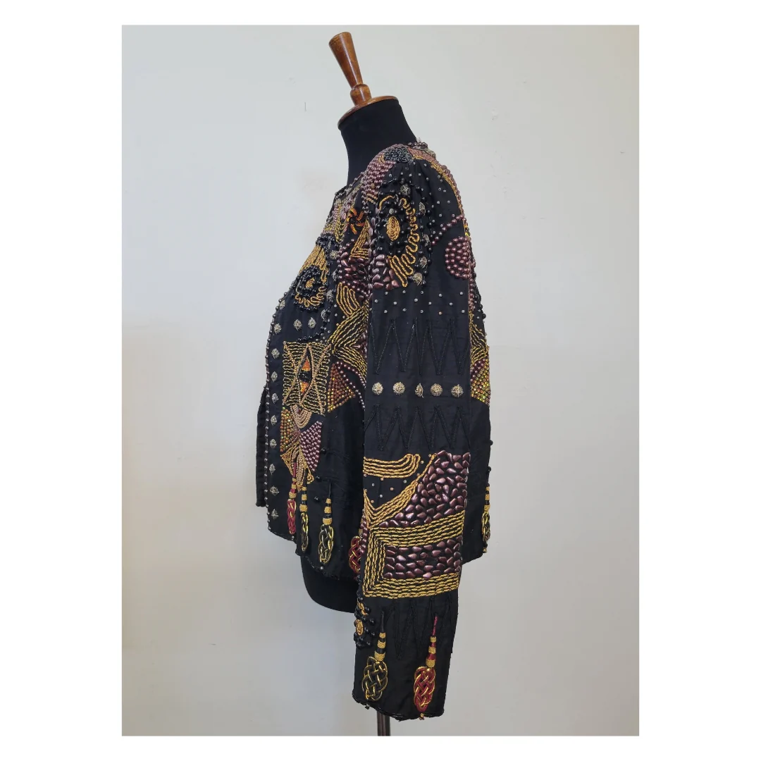 80s/90s Judith Ann Creations Silk Sequin Beaded Jacket - Image 6
