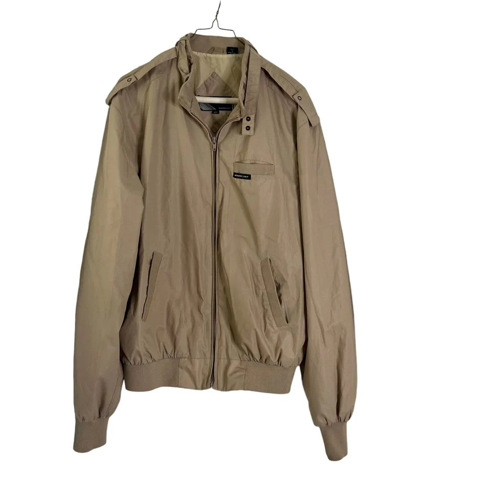 80s/90s Khaki Tan Windbreaker Jacket 42l By Member's Only - Image 3