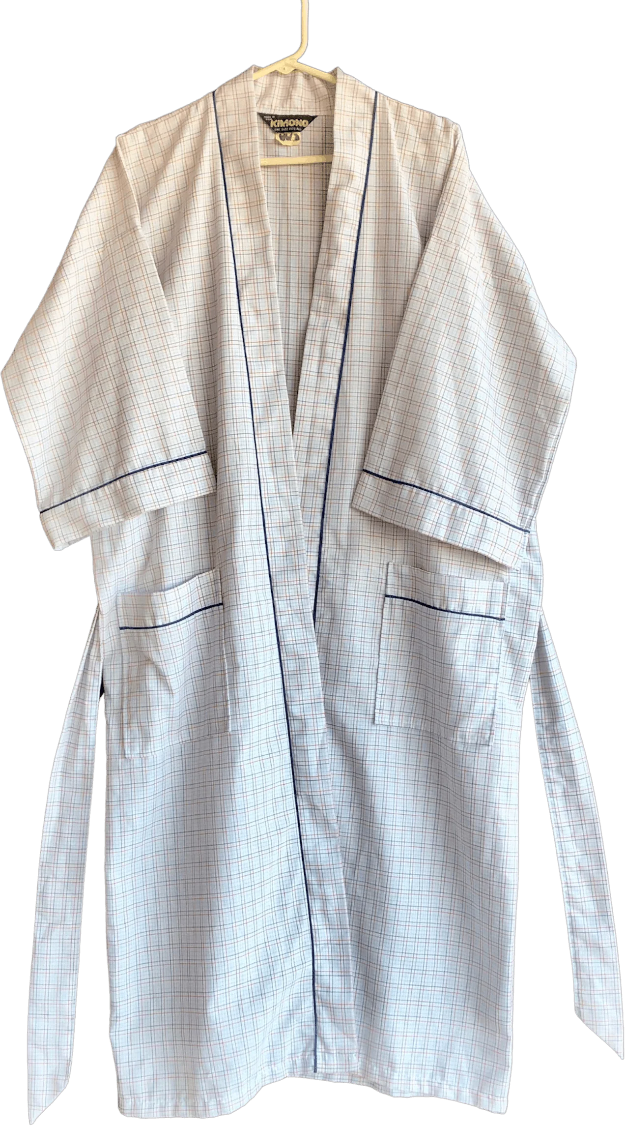 80s/90s Robe Window Pane Check Plaid Usa Made by Kimono
