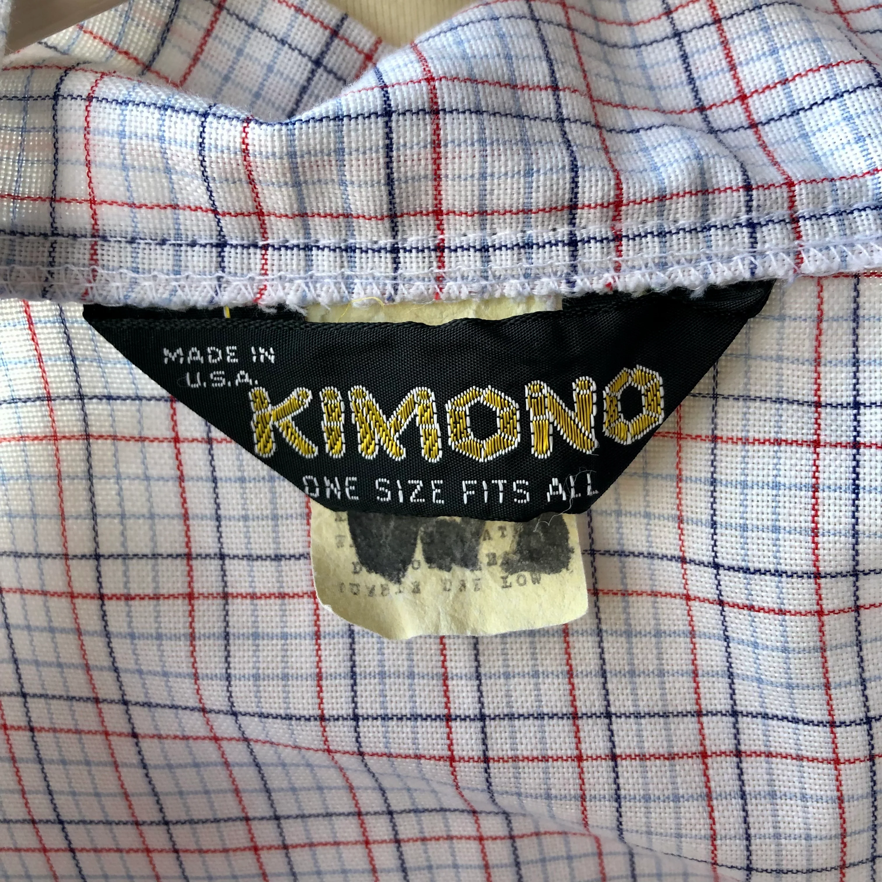 80s/90s Robe Window Pane Check Plaid Usa Made by Kimono - Image 5