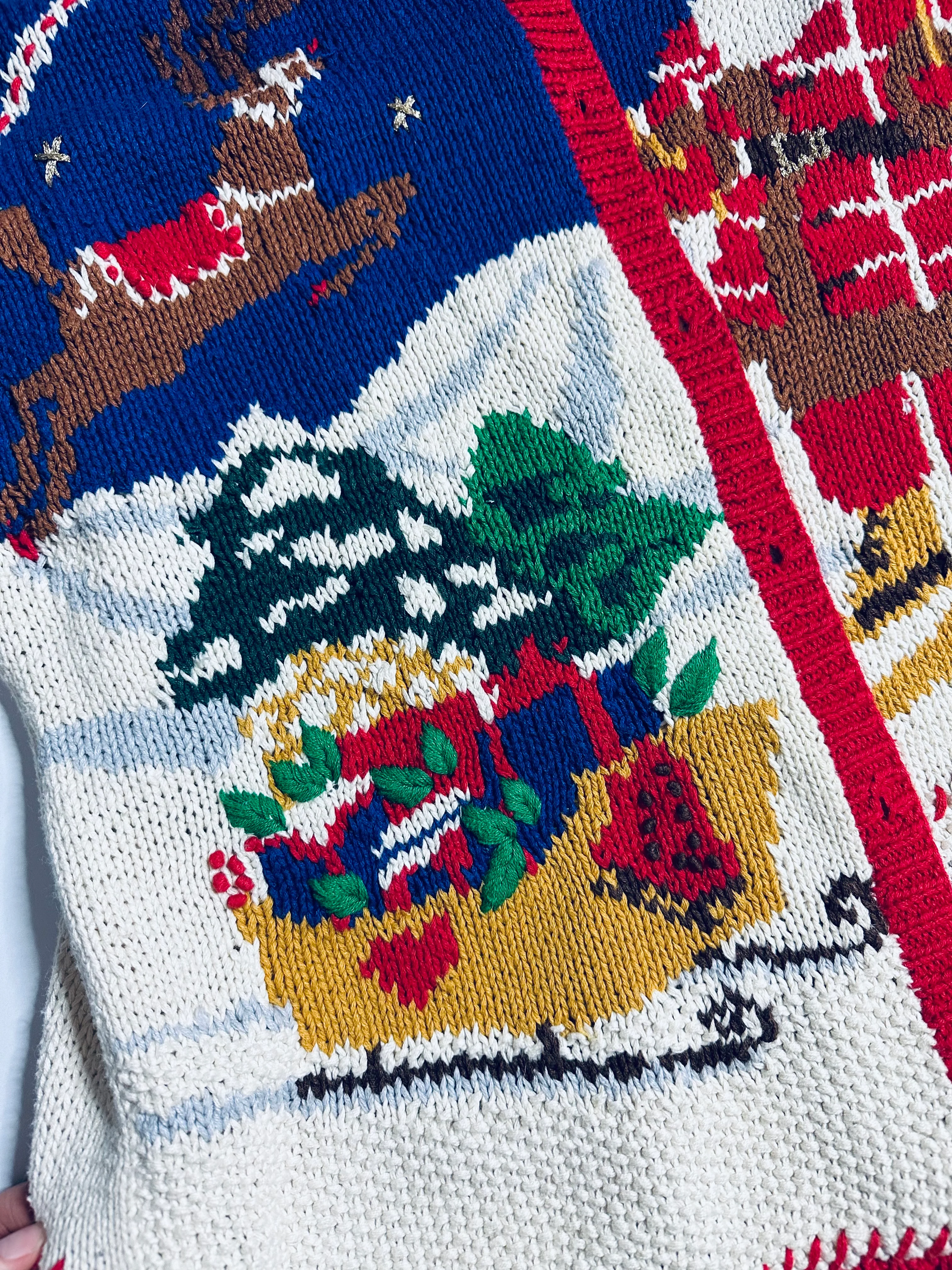 80s/90s Knit By Hand Santa Ugly Christmas Cardigan By Brillig - Image 11
