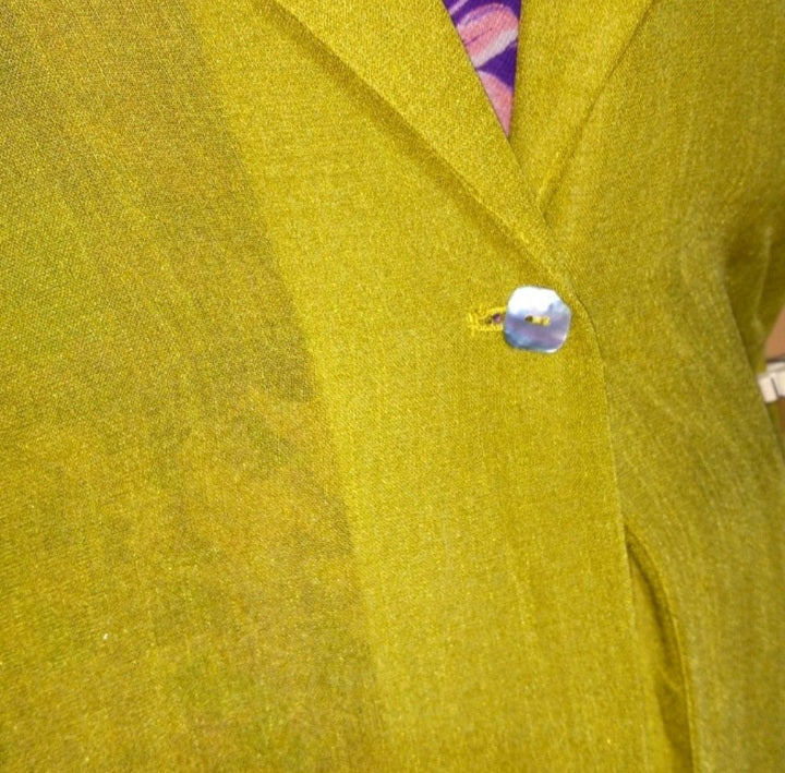 80s/90s Lagenlook Olive Green Polyester Midi Long Vest By Hero Collection - Image 3