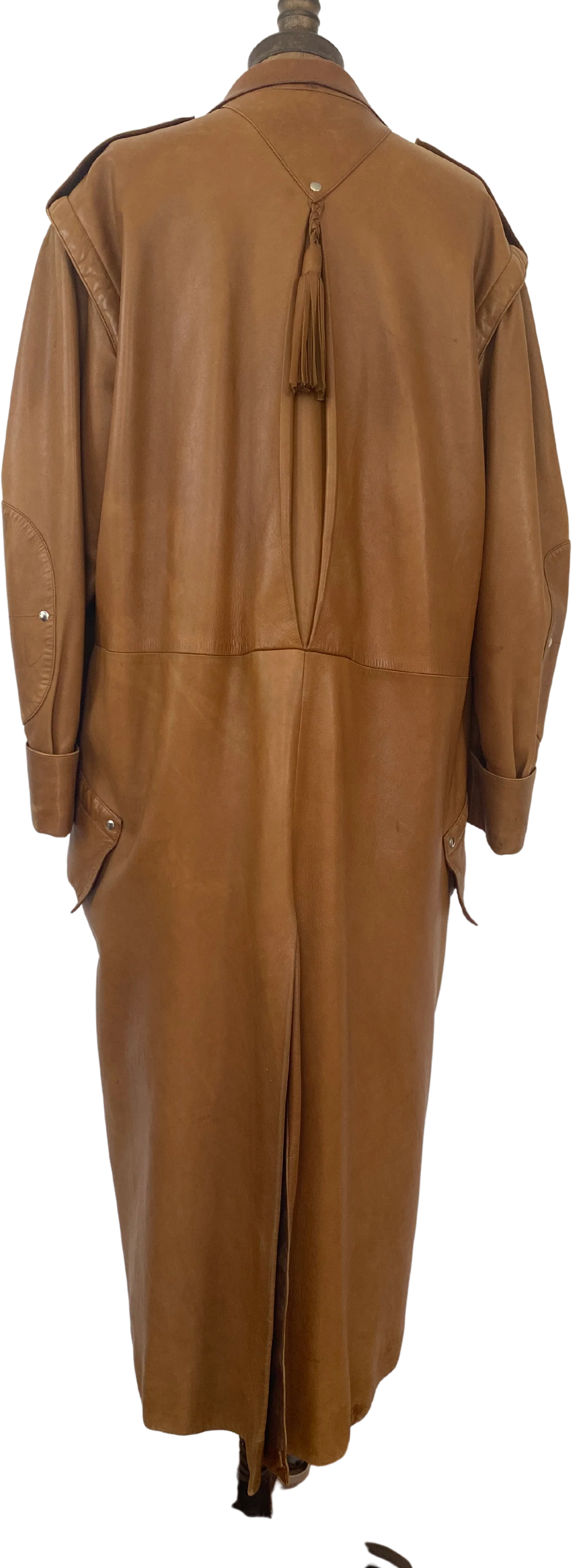 80s/90s Leather Duster Coat By Claude Montana - Image 2