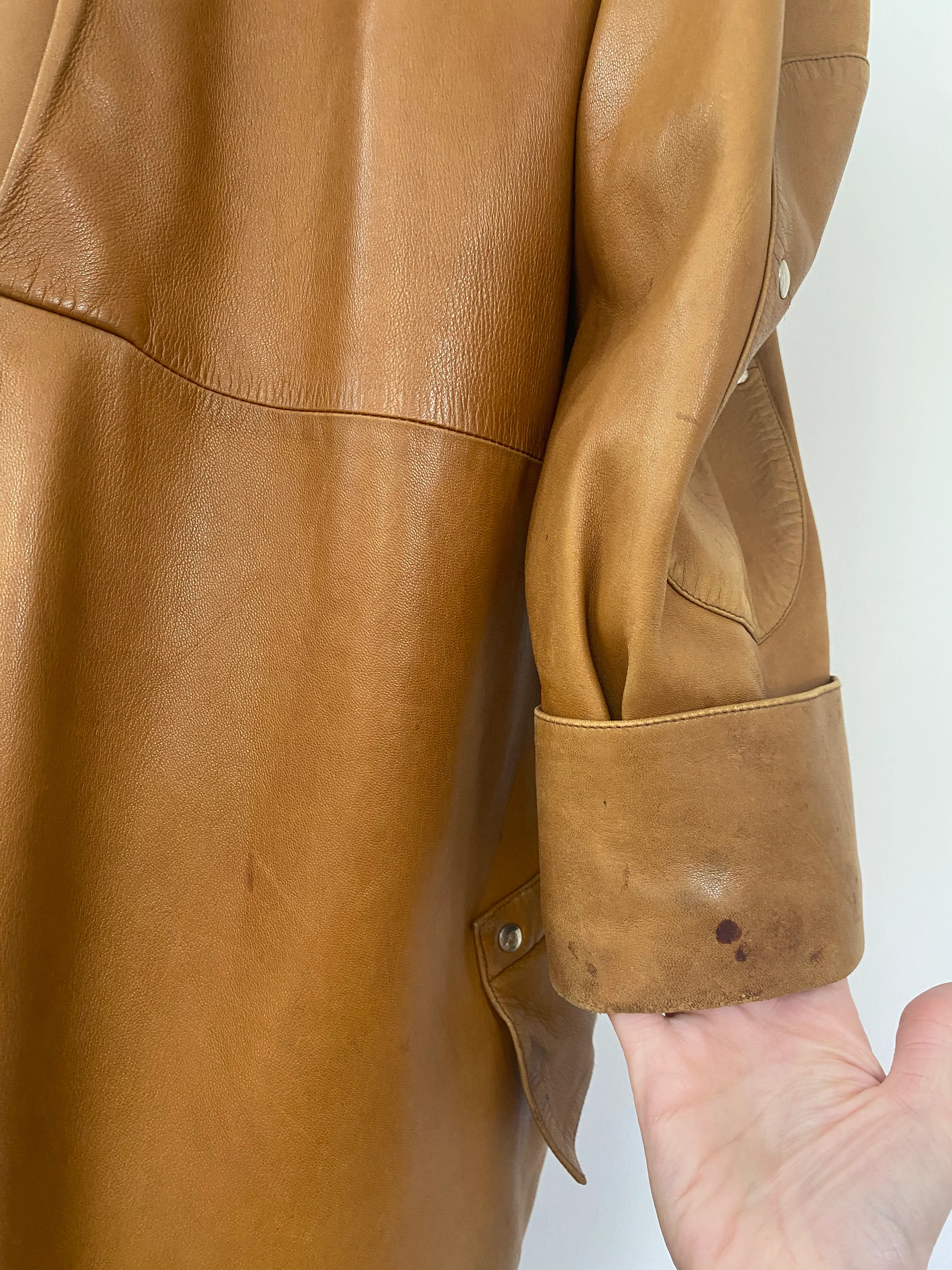 80s/90s Leather Duster Coat By Claude Montana - Image 8