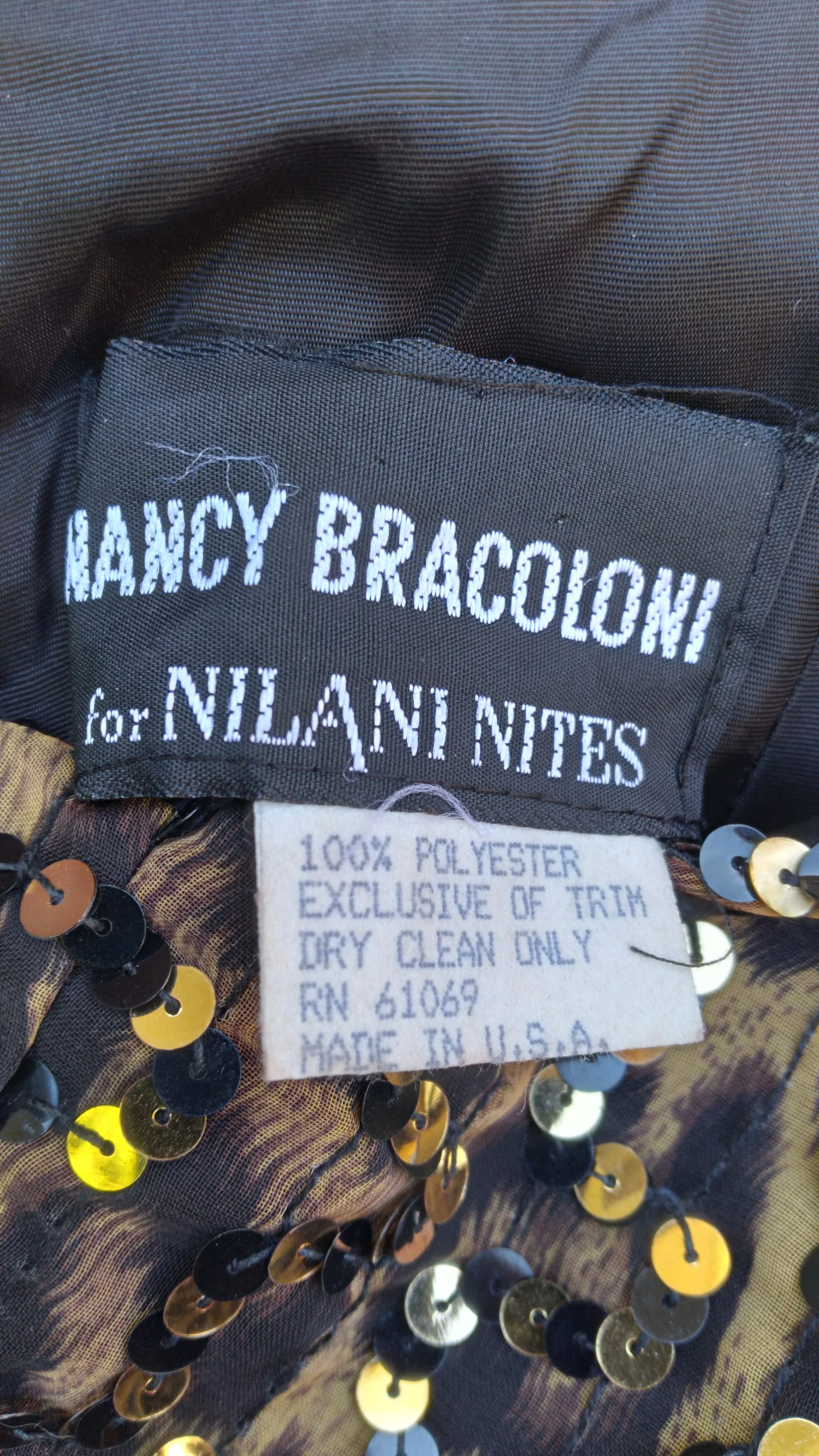 80s/90s Leopard Sequin Strapless Mini Dress By Nancy Bracoloni - Image 8