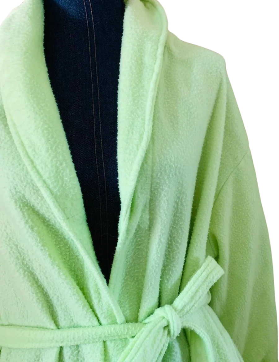 80s/90s Lime Green Fuzzy Oversized Cozy Tie Waist Robe By Essence of Beauty - Image 2