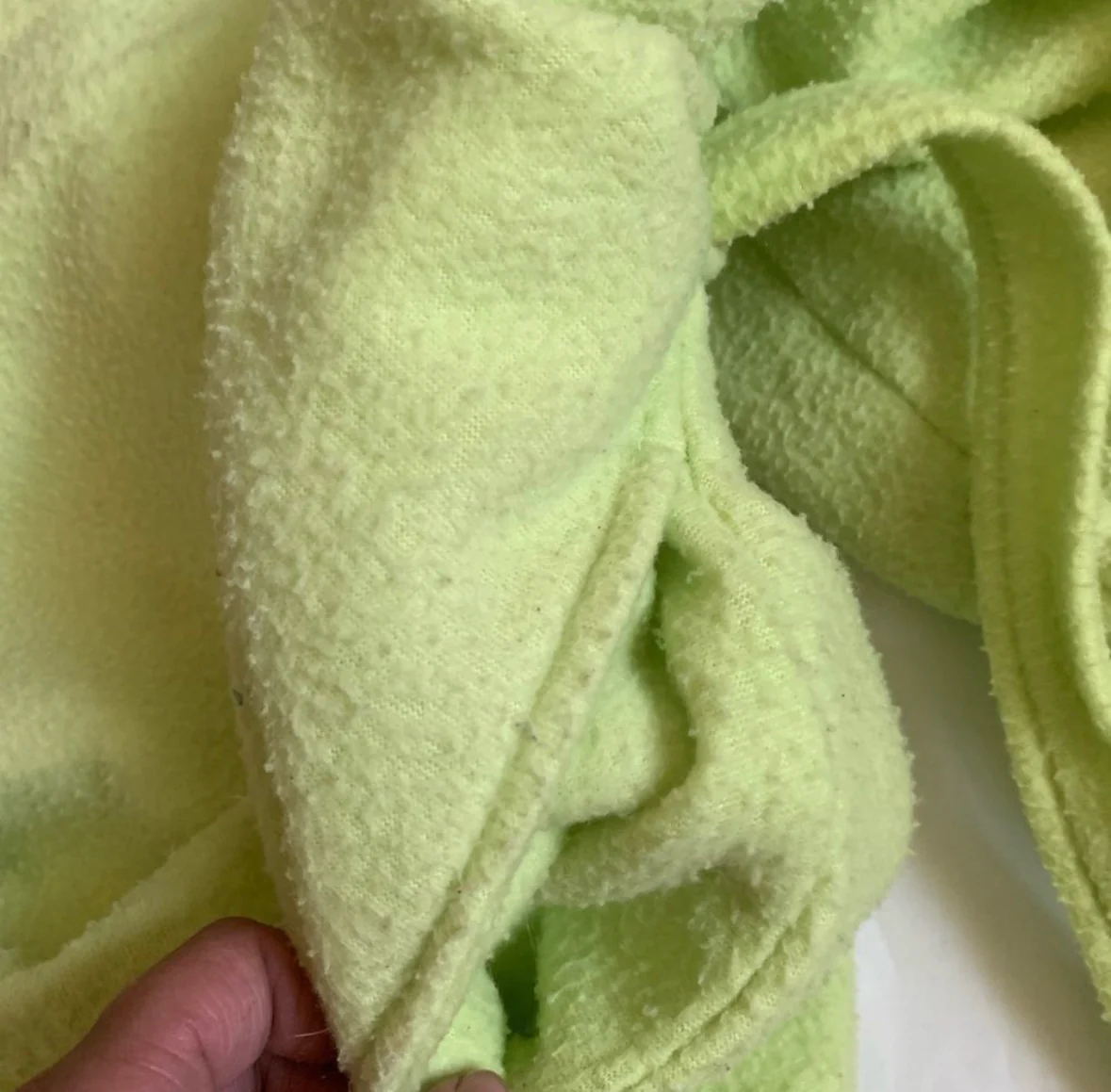 80s/90s Lime Green Fuzzy Oversized Cozy Tie Waist Robe By Essence of Beauty - Image 4