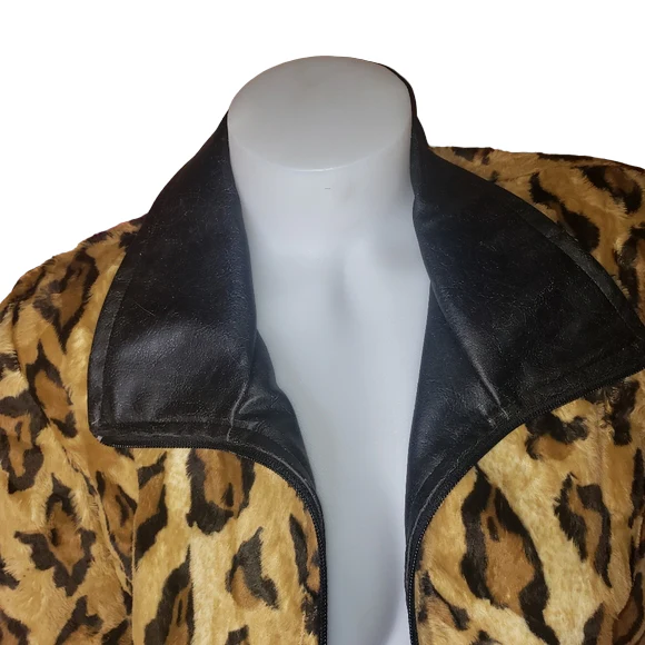 80s/90s Linda Lundstrom Leopard Faux Fur Jacket Size 10 By Linda Lundstrom - Image 4