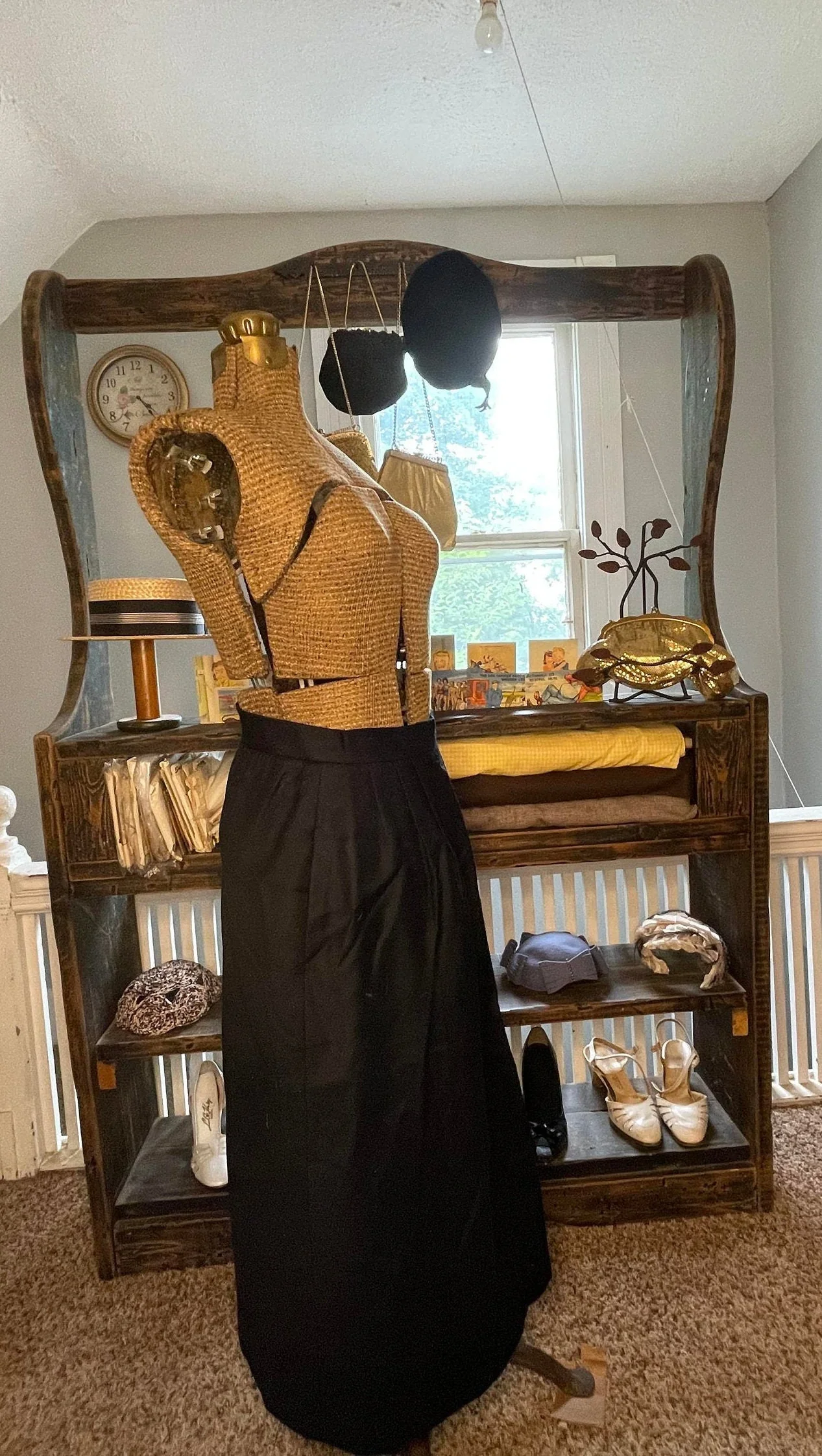 80s/90s Long Black Wool Skirt by Ashley Roads - Image 2