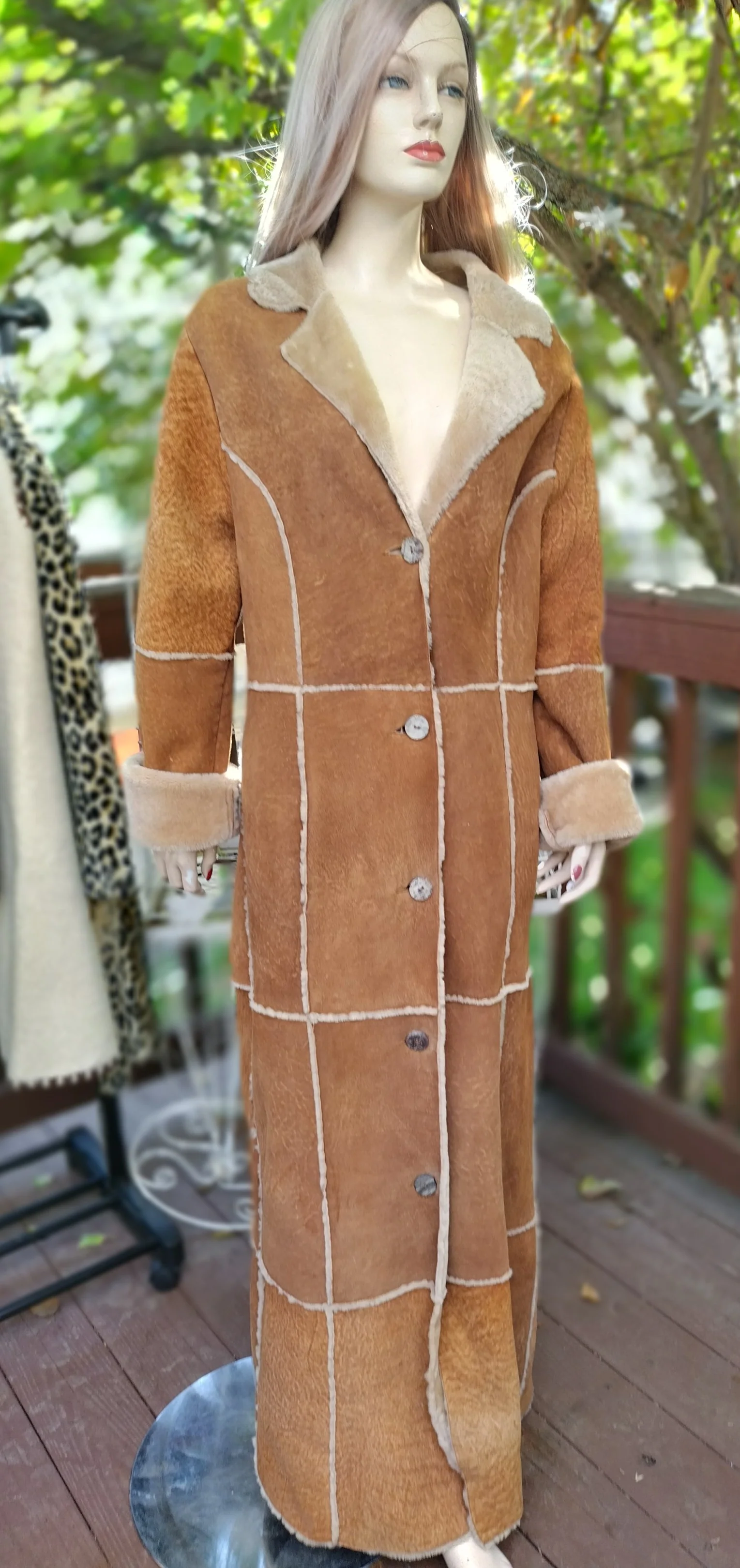 80s/90s Luxurious Floor Length Patch Suede Shearling Coat By The Keenan Leather Company Uk - Image 4