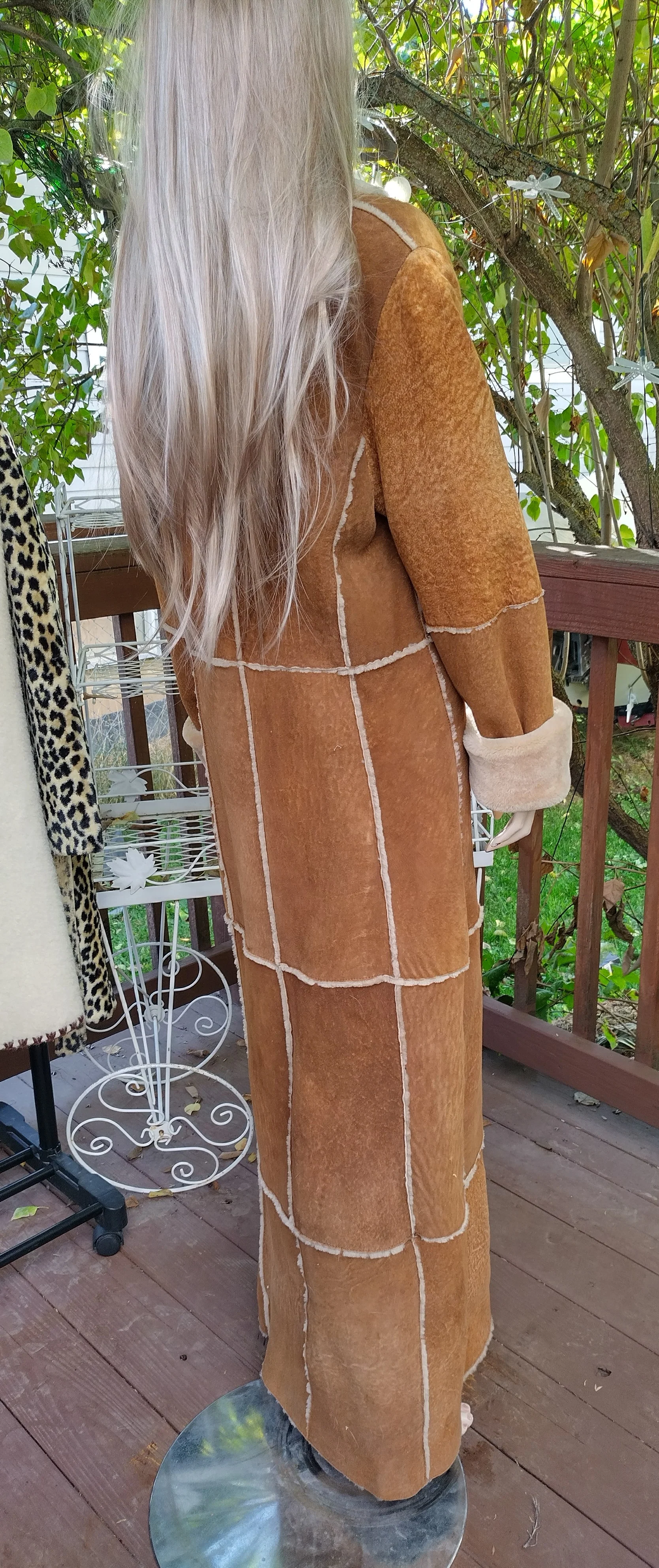 80s/90s Luxurious Floor Length Patch Suede Shearling Coat By The Keenan Leather Company Uk - Image 5