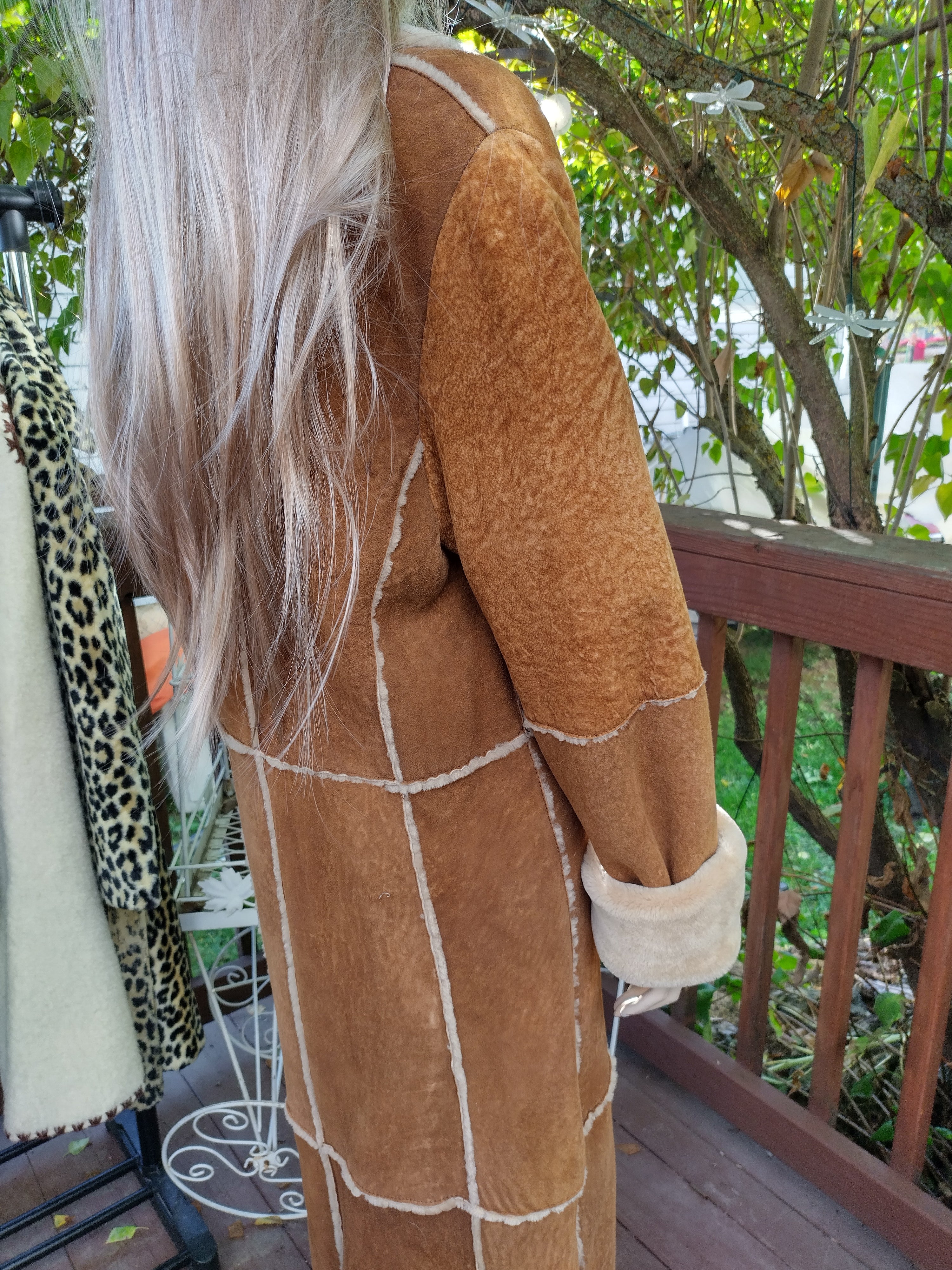 80s/90s Luxurious Floor Length Patch Suede Shearling Coat By The Keenan Leather Company Uk - Image 6