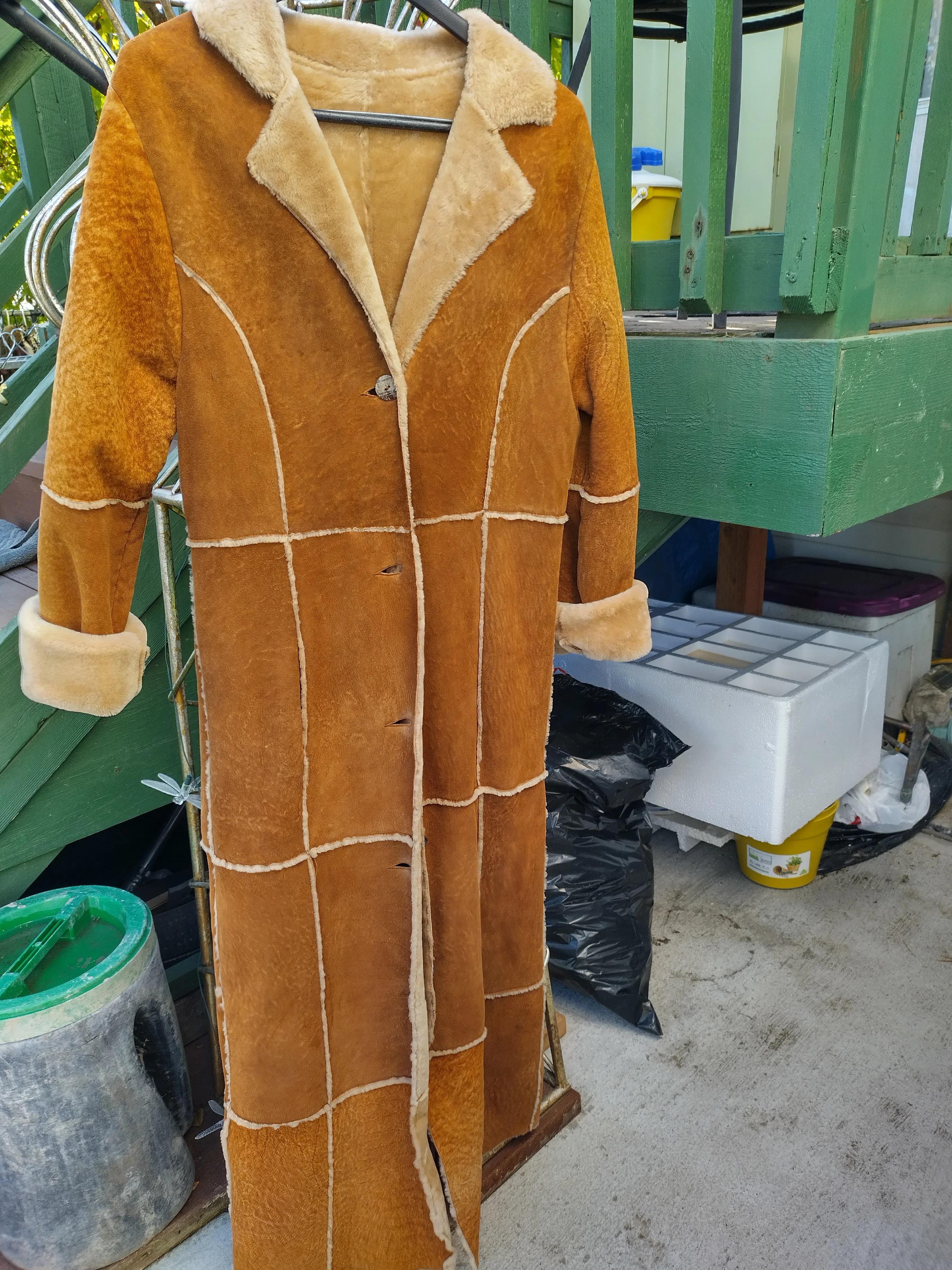 80s/90s Luxurious Floor Length Patch Suede Shearling Coat By The Keenan Leather Company Uk - Image 9