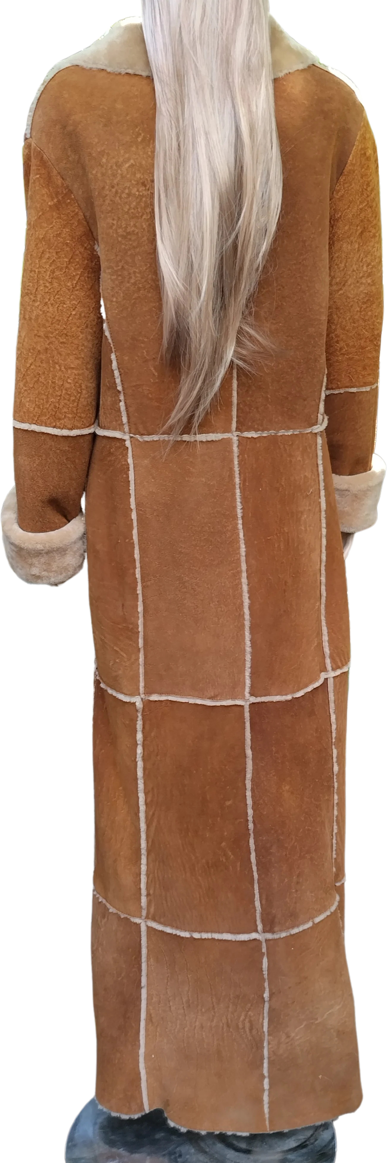 80s/90s Luxurious Floor Length Patch Suede Shearling Coat By The Keenan Leather Company Uk - Image 2