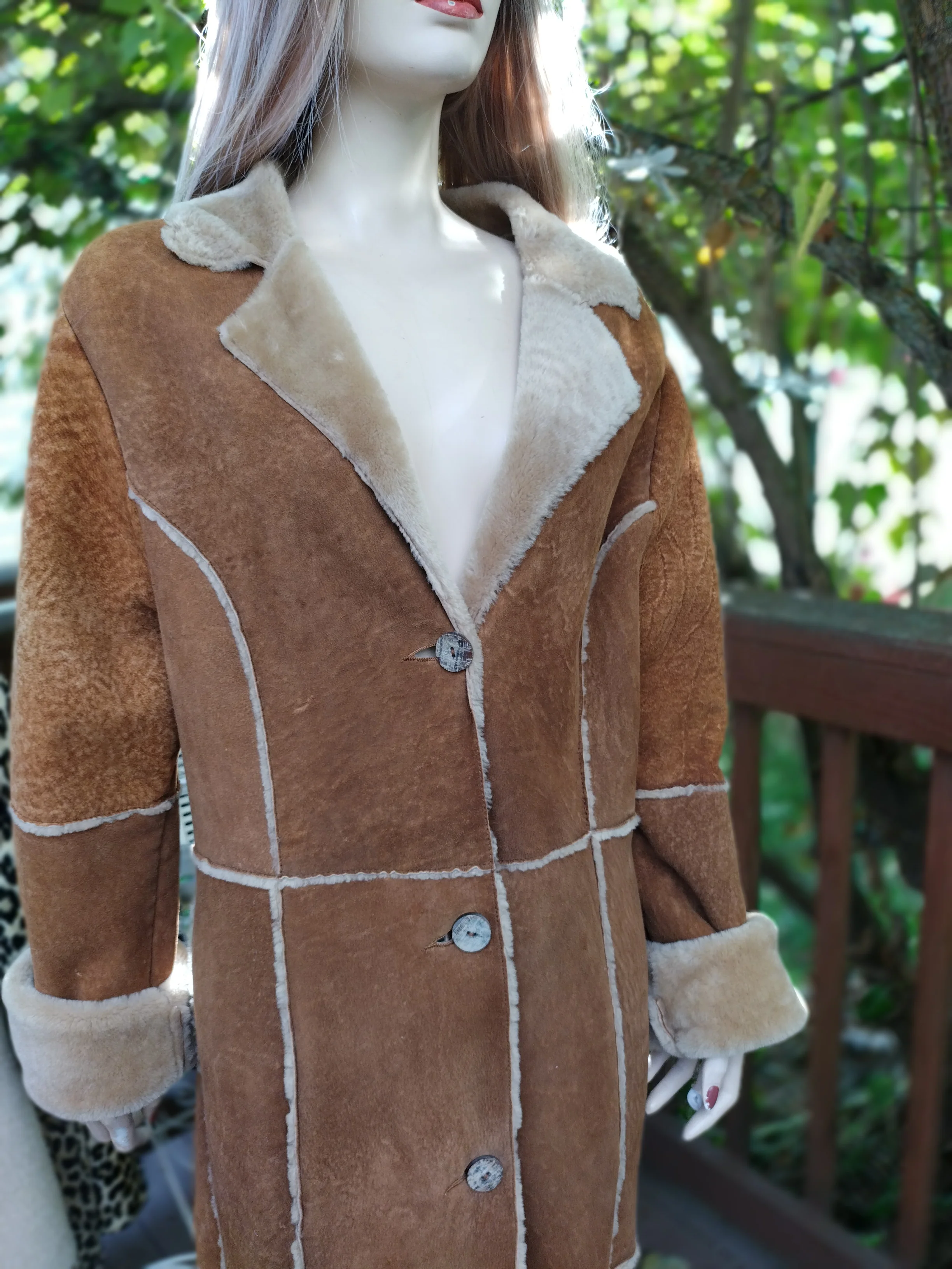 80s/90s Luxurious Floor Length Patch Suede Shearling Coat By The Keenan Leather Company Uk - Image 4